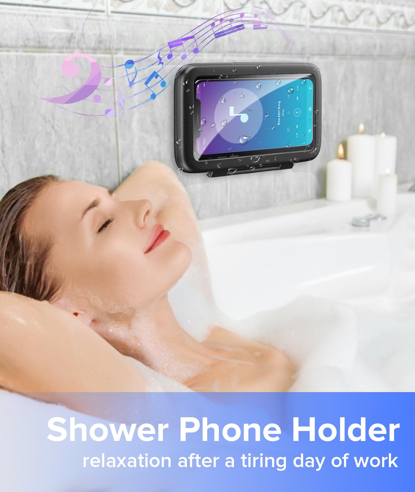 Lc Dolida Shower Phone Holder Waterproof 480 Rotation Phone Stand Case Mount For Bathroom Batheub Kitchen Wall Mirro Compatible