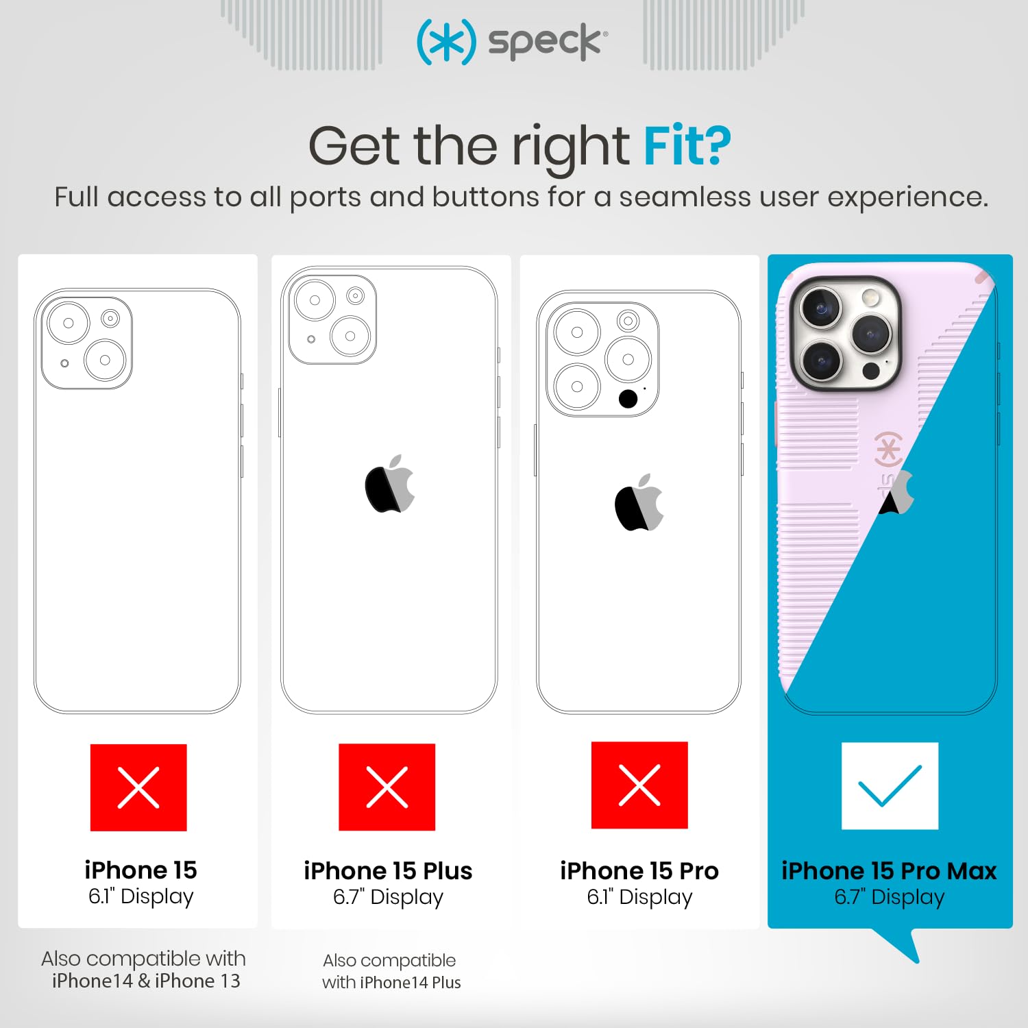 Speck Magsafe Case For Iphone 15 Pro Max   Drop & Camera Protection, Soft Touch Secure Grip, Wireless Charging Compatible, Fits