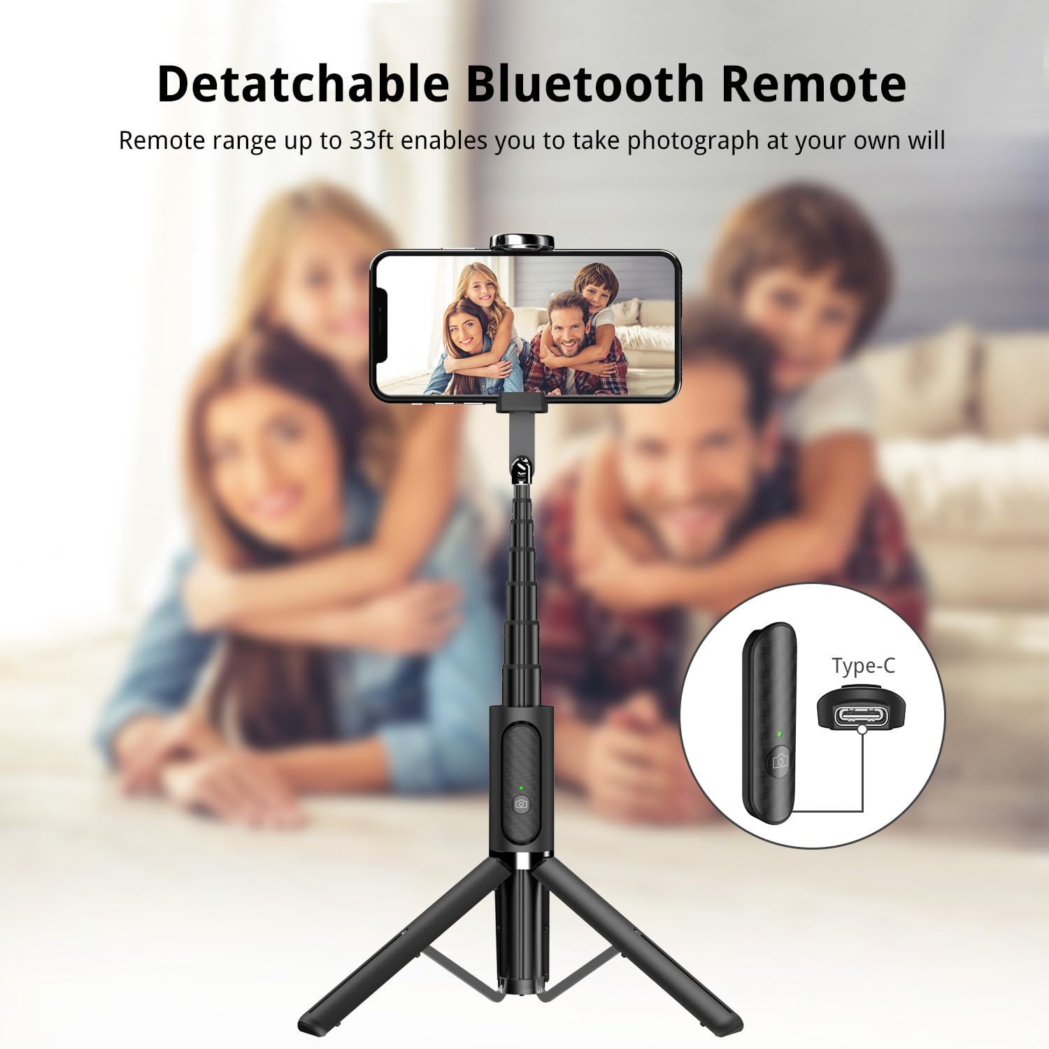 Atumtek Selfie Stick Tripod, Extendable 3 In 1 Aluminum Selfie Stick With Bluetooth Remote 270 Degree Rotation For Iphone 141312