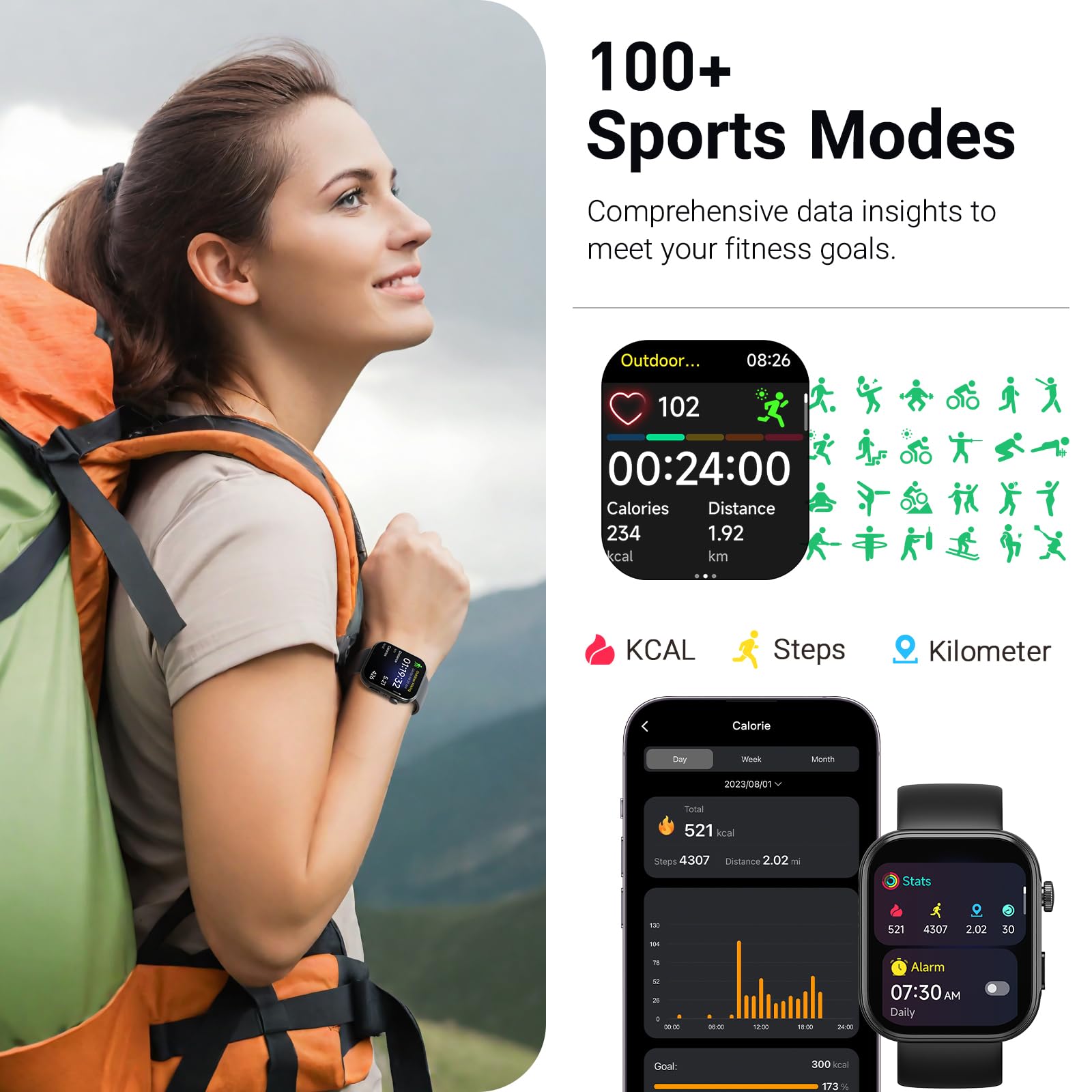 Tozo Amoled S6 Smart Watch 1.85'' Ultra Clear Screen Dynamic Faces Bluetooth Call,100+ Sports Modes Fitness Activity Tracker Wit