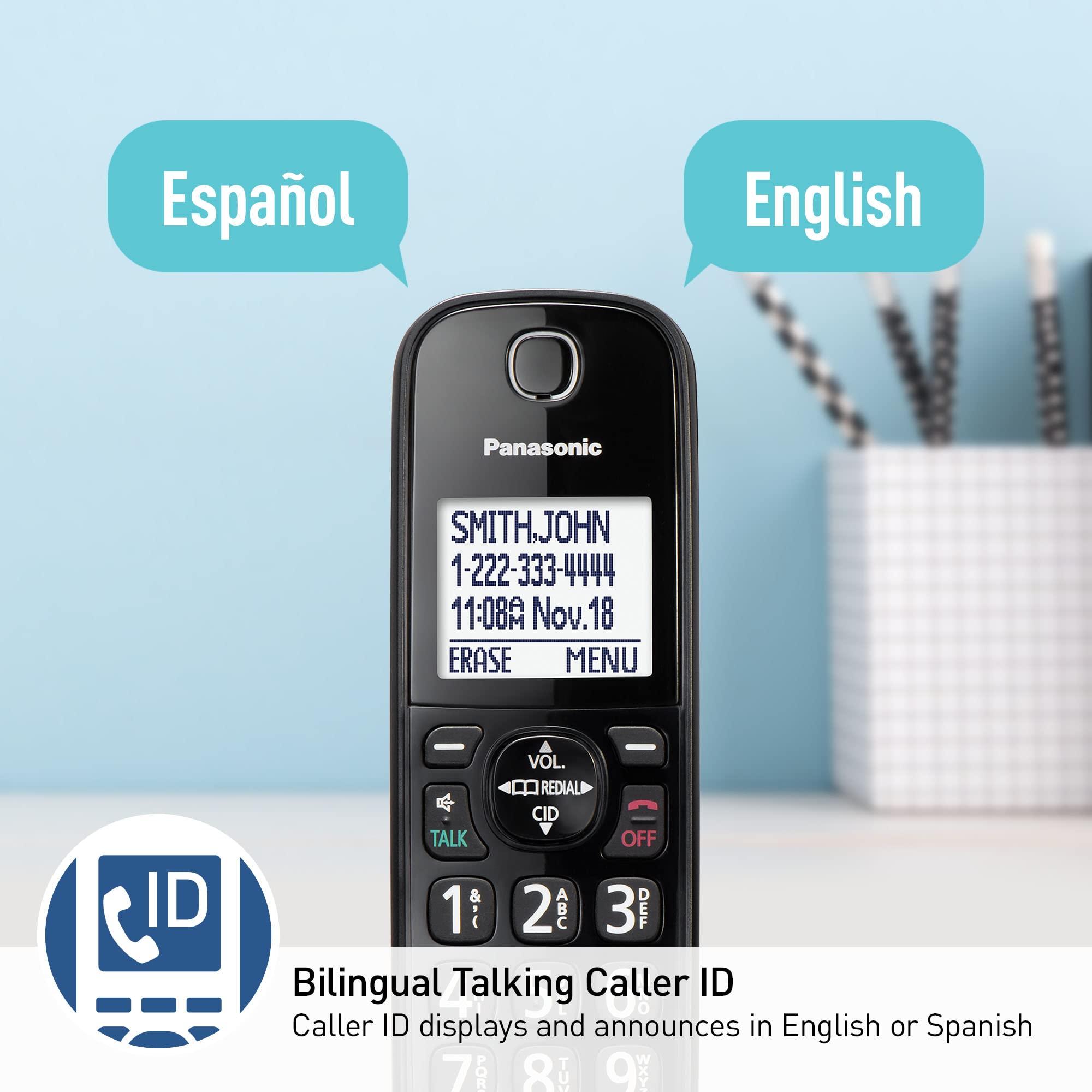 Panasonic Expandable Corded Phone System, Bluetooth Pairing For Wireless Headphones And Hearing Aids, Smart Call Block, Kx-Tgf89