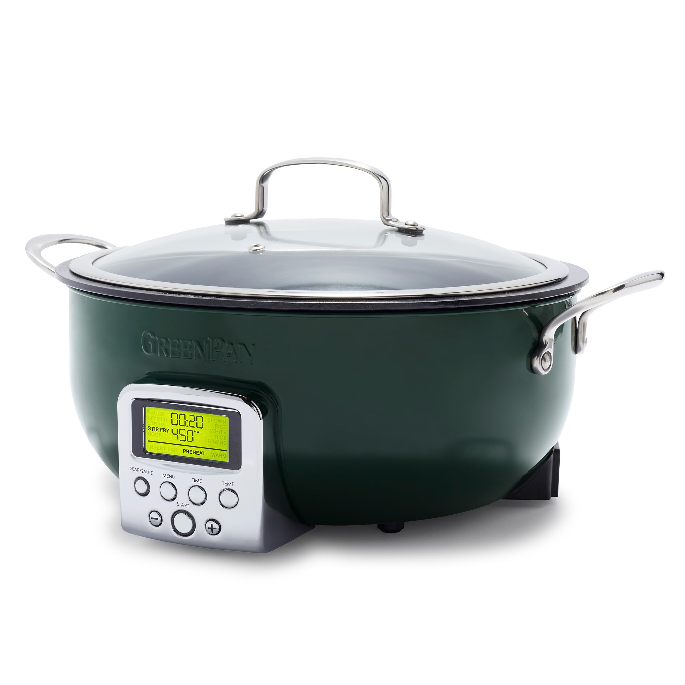 Greenpan Elite Essential Smart Electric 6Qt Skillet Pot,Sear Saute Stir Fry And Cook Rice, Healthy Ceramic Nonstick And Dishwash