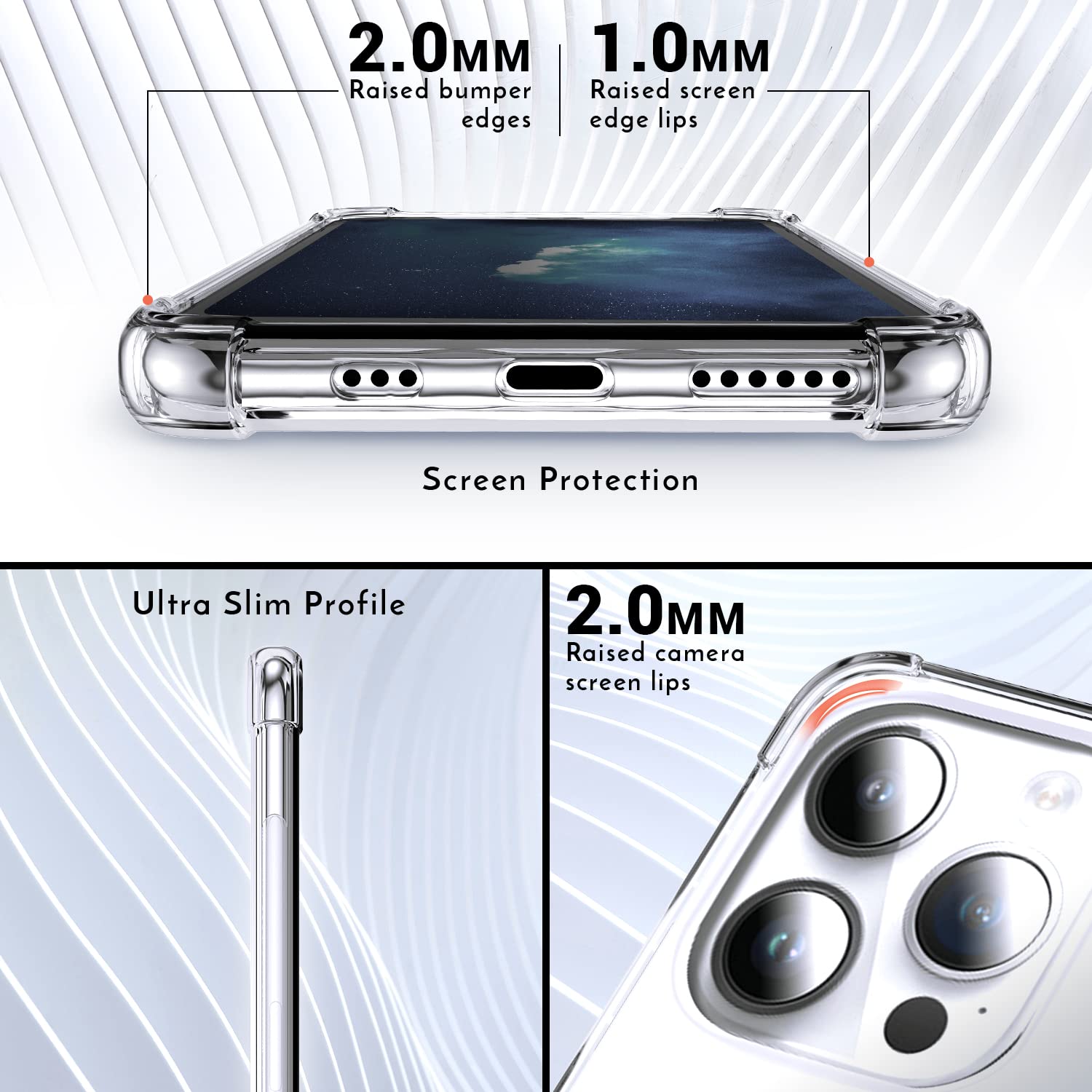 Shields Up iPhone 14 Pro Minimalist Wallet Case with Card Holder Slim TPU Shockproof Cover Clear 6.1 inch