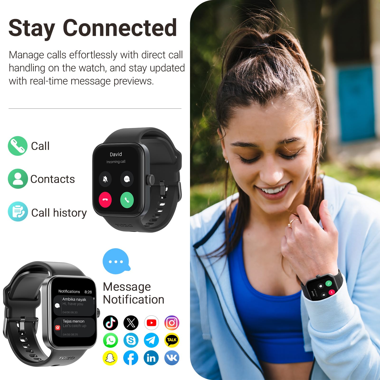 Tozo Amoled S4 Acufit One Smart Watch 1.78' Ultra Clear Screen For Men Women, Call/Answer Fitness Tracker, Heart Rate Sleep Blood Oxygen Monitor Ip68 Waterproof For Ios 11.0+ Android 9.0+ Rose Gold