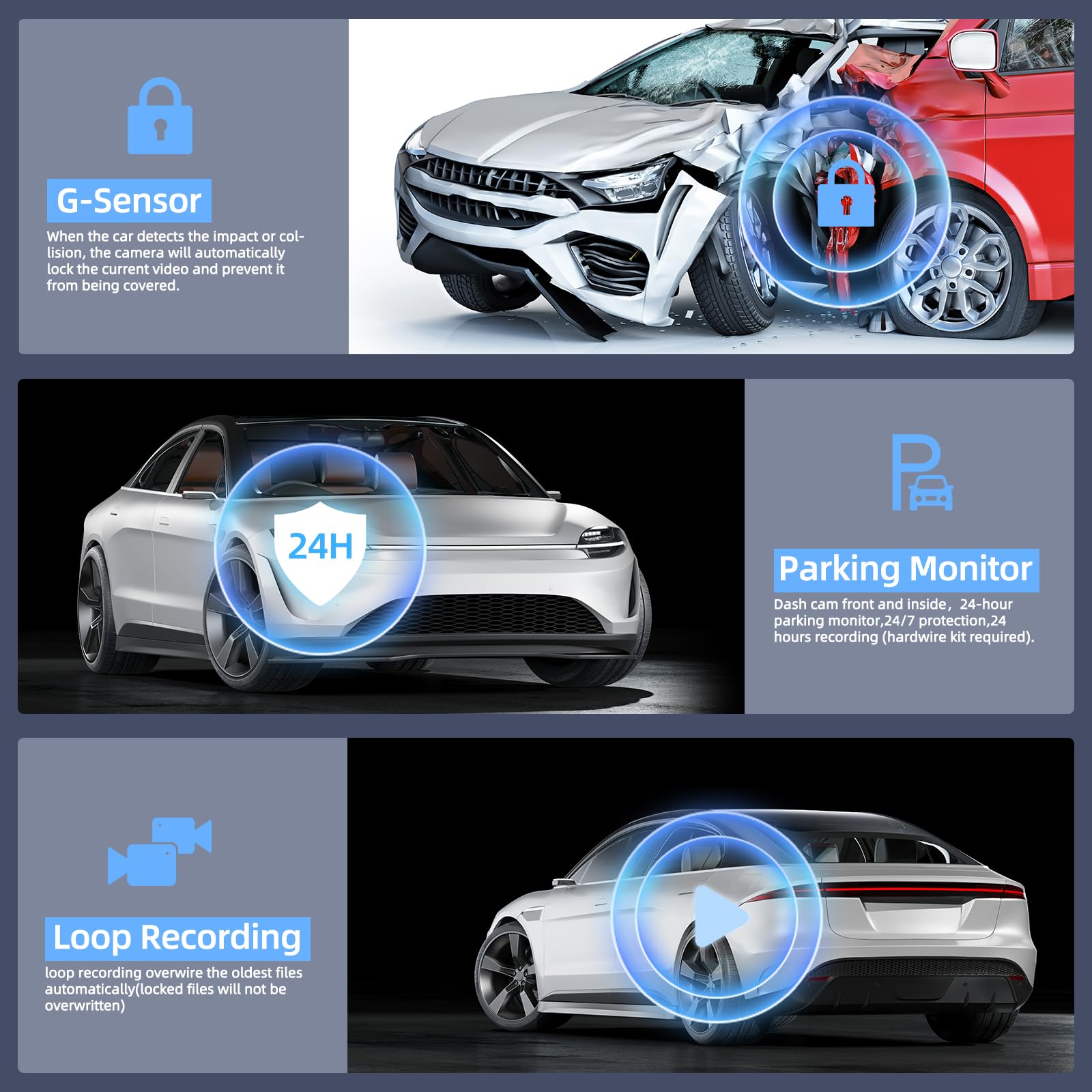 Dual Dash Cam Front And Inside With 64Gb Card,Milerong X25 1080P Dash Camera For Cars With Infrared Night Vision,Loop Recording,