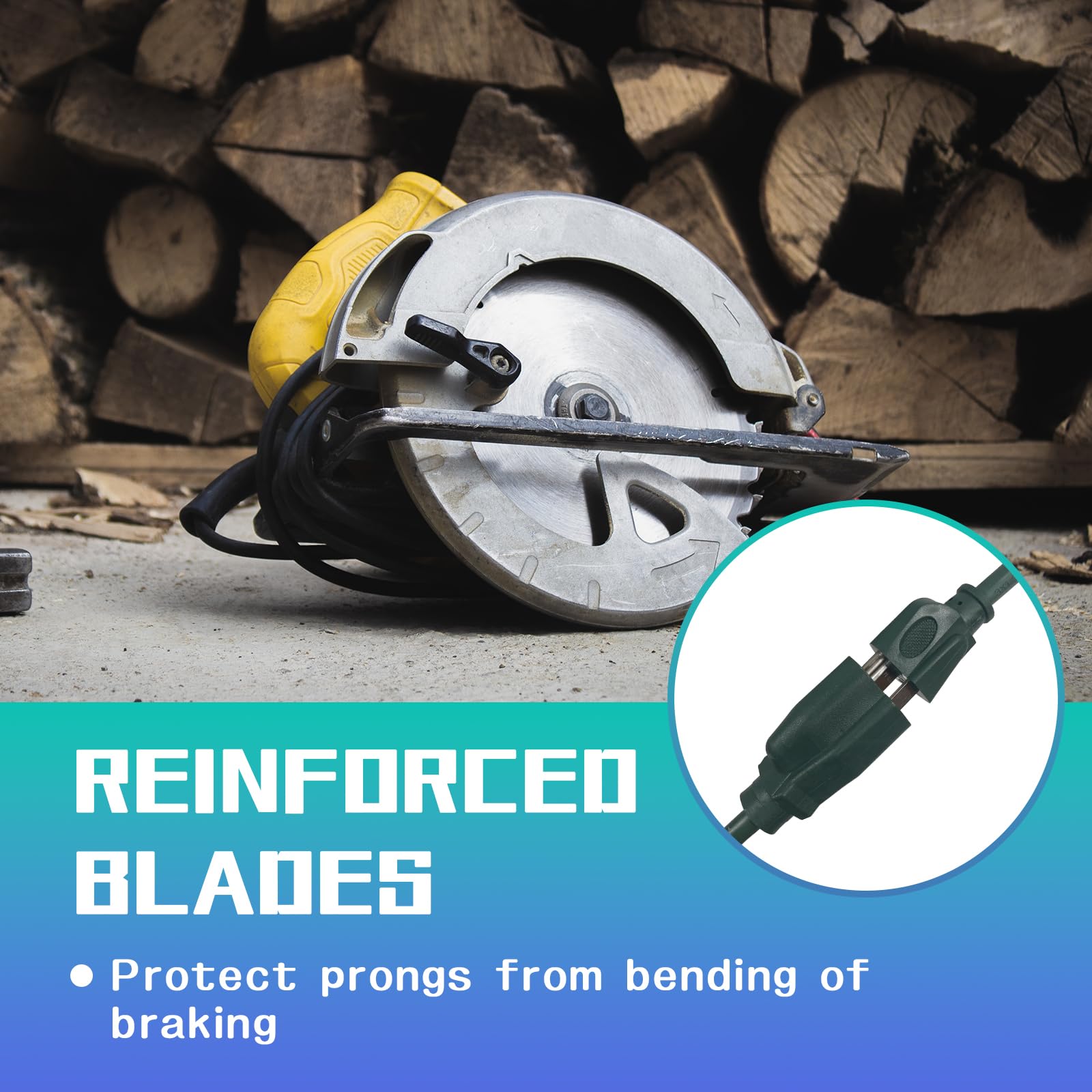 Greatide Indoor Outdoor Extension Cord 100 Ft, 16/3 Sjtw Weatherproof Green Electrical Cords, 13 Amp Heavy Duty 3 Prong Power Ca