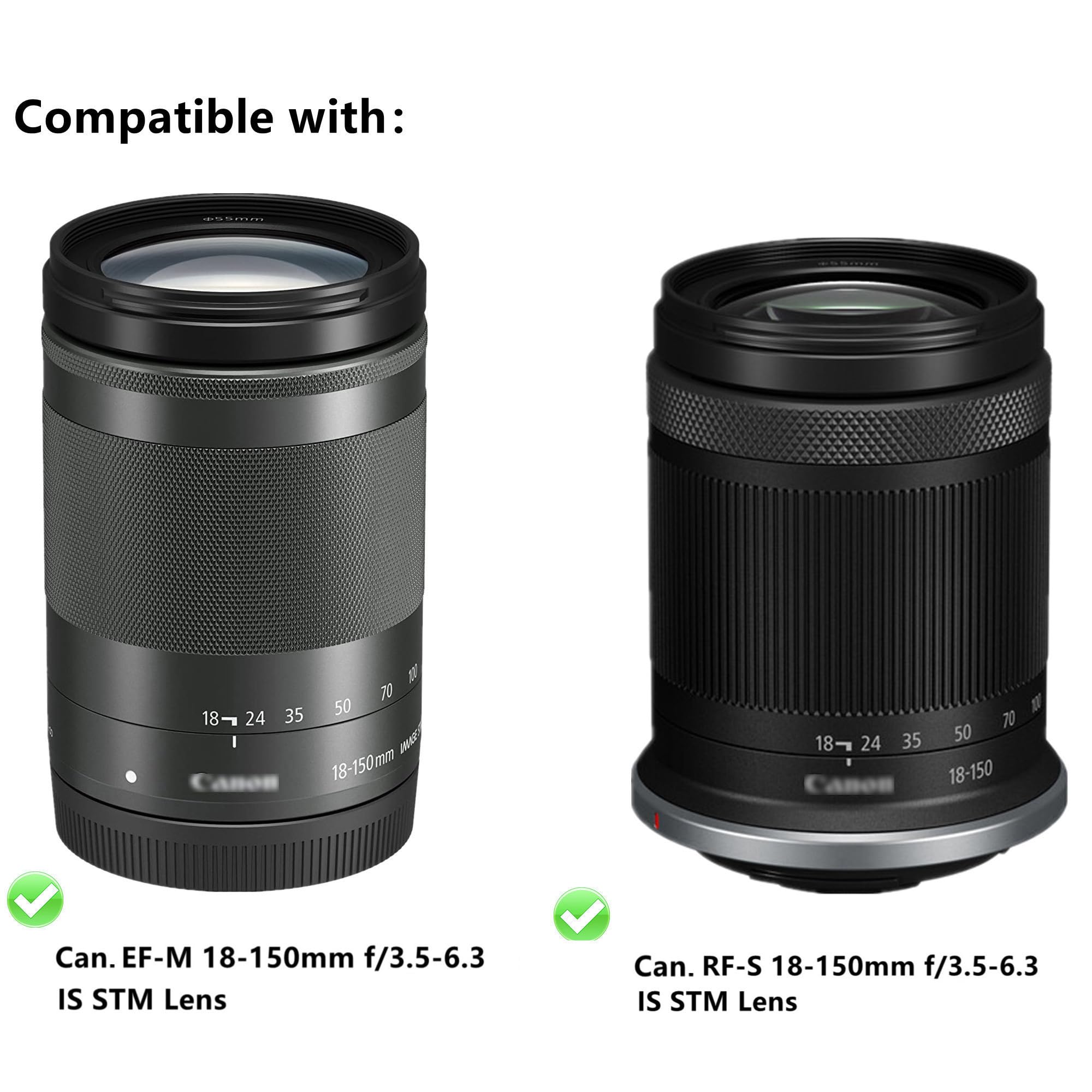 Jjc Ew 60F Reversible Lens Hood For Canon Rf S 18 150Mm F3.5 6.3 Is Stm Lens On Eos R7 R10 & For Canon Ef M 18 150Mm F3.5 6.3 Is