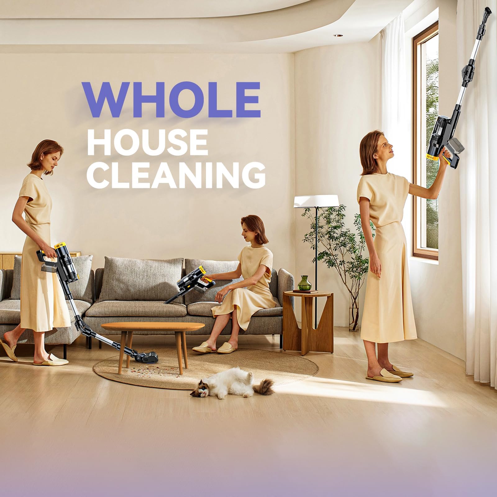 350W 40Kpa Cordless Vacuum Cleaner For Dewalt 20V Battery (No Battery), 6 In 1 Self Standing Stick Vacuum, 3 Models, Dual Dust C