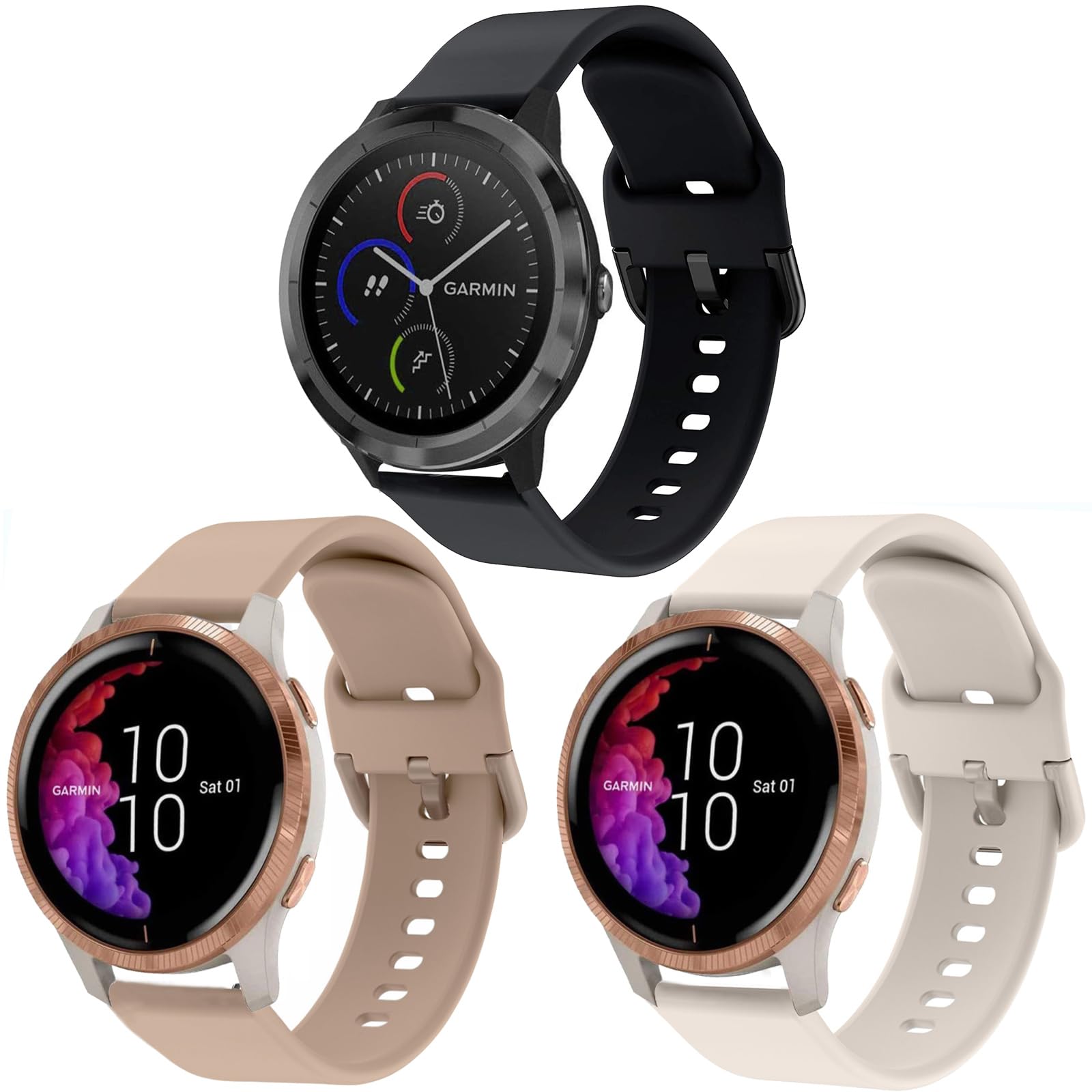 Vicrior Bands Compatible With Garmin Venu Smart Watch, Quick Release Soft Silicone Fadeless Pattern Printed Floral Replacement B