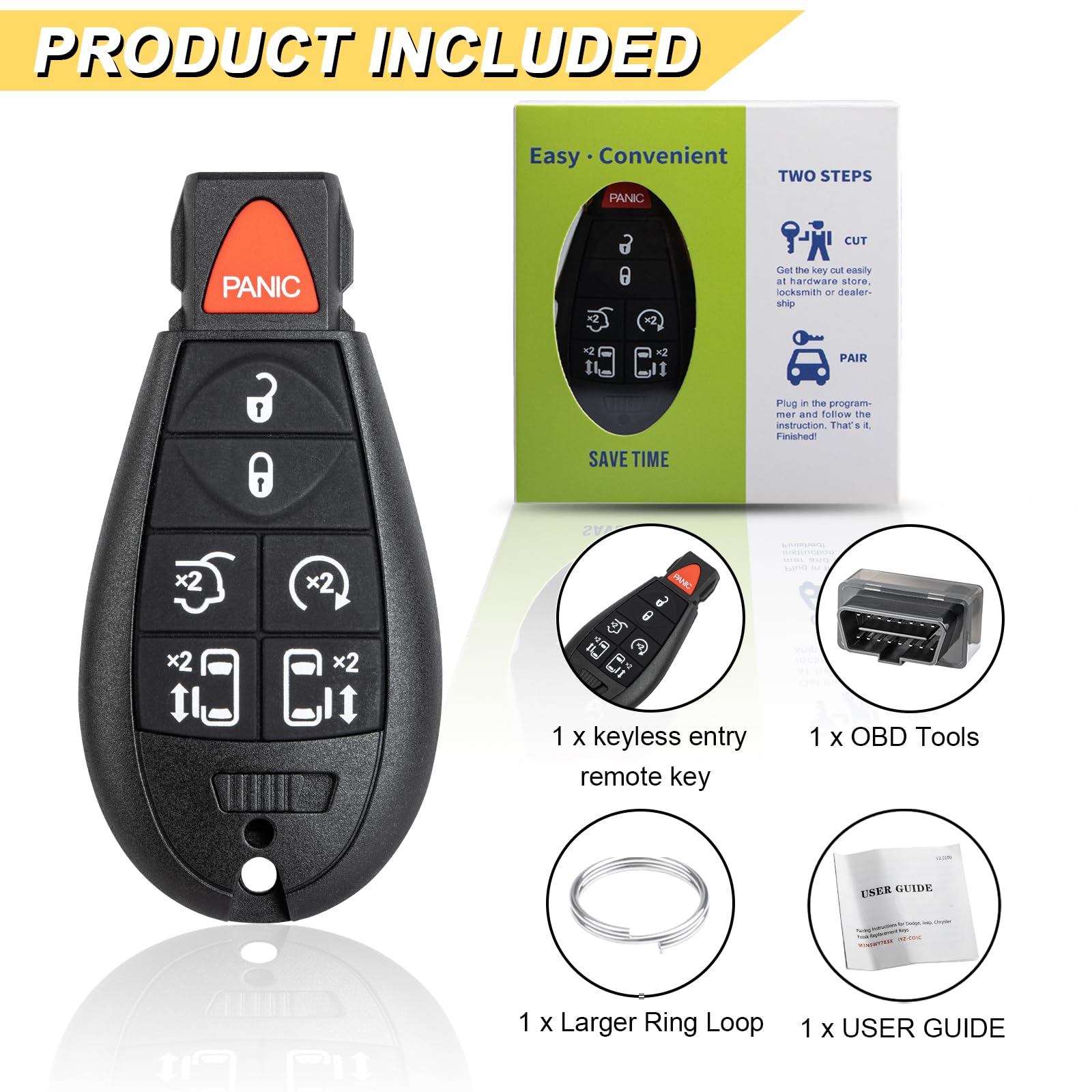 Vurkcy Key Fob Replacement For 2008-2016 Chrysler Town Country & Dodge Grand Caravan Car Keyless Entry Remote Control, M3N5Wy783