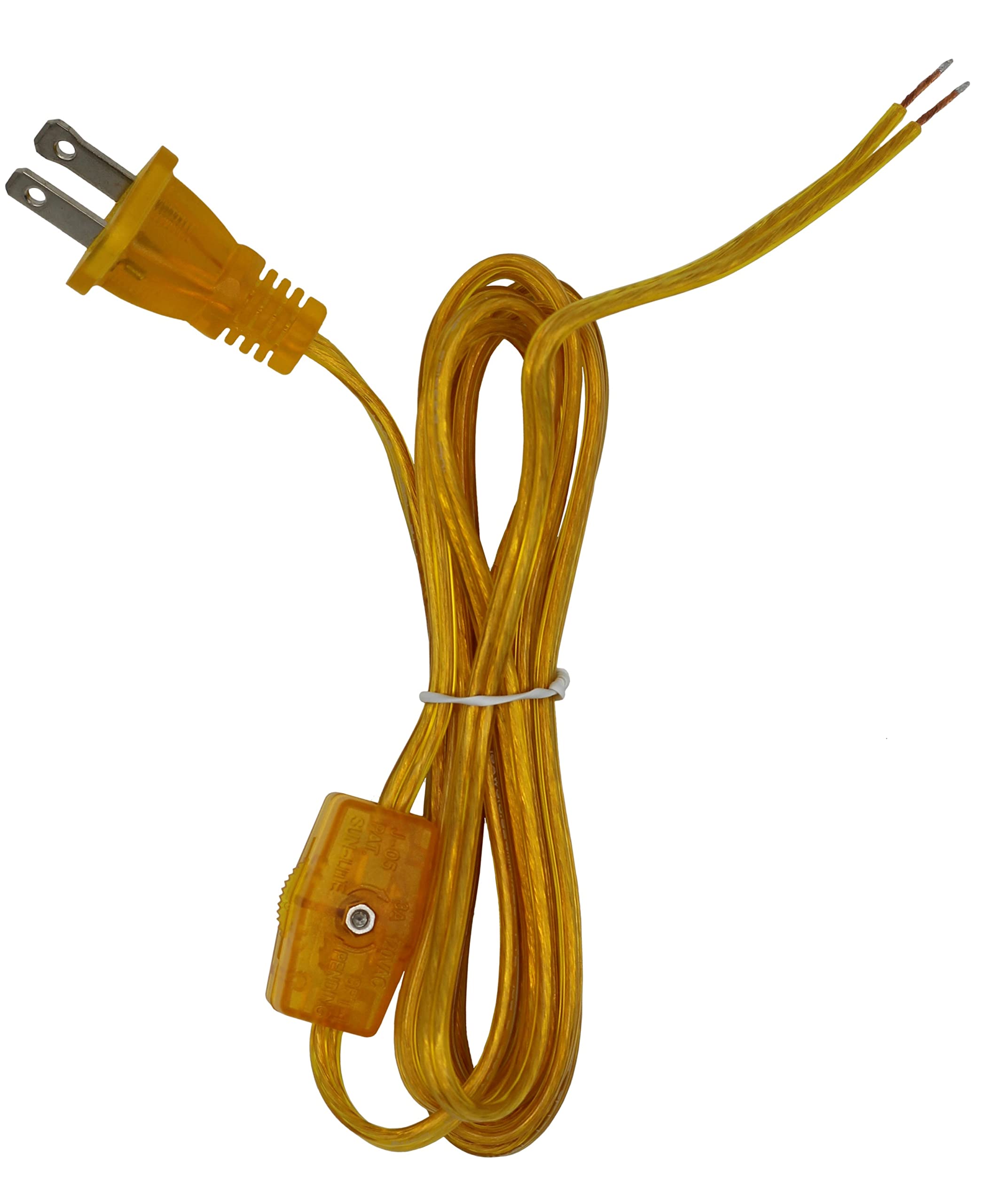 8 Foot Gold Lamp Cord With On/Off Switch, Spt 1 Power Cord, Replacement Lamp Part, Ul Listed (1)