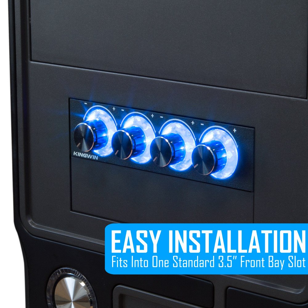 Kingwin Fan Controller 4 Channel W/ Led. Controls Up To 4 Sets Of Pc Computer Fans, Independent Turn Knob Control, And Fits 3.5