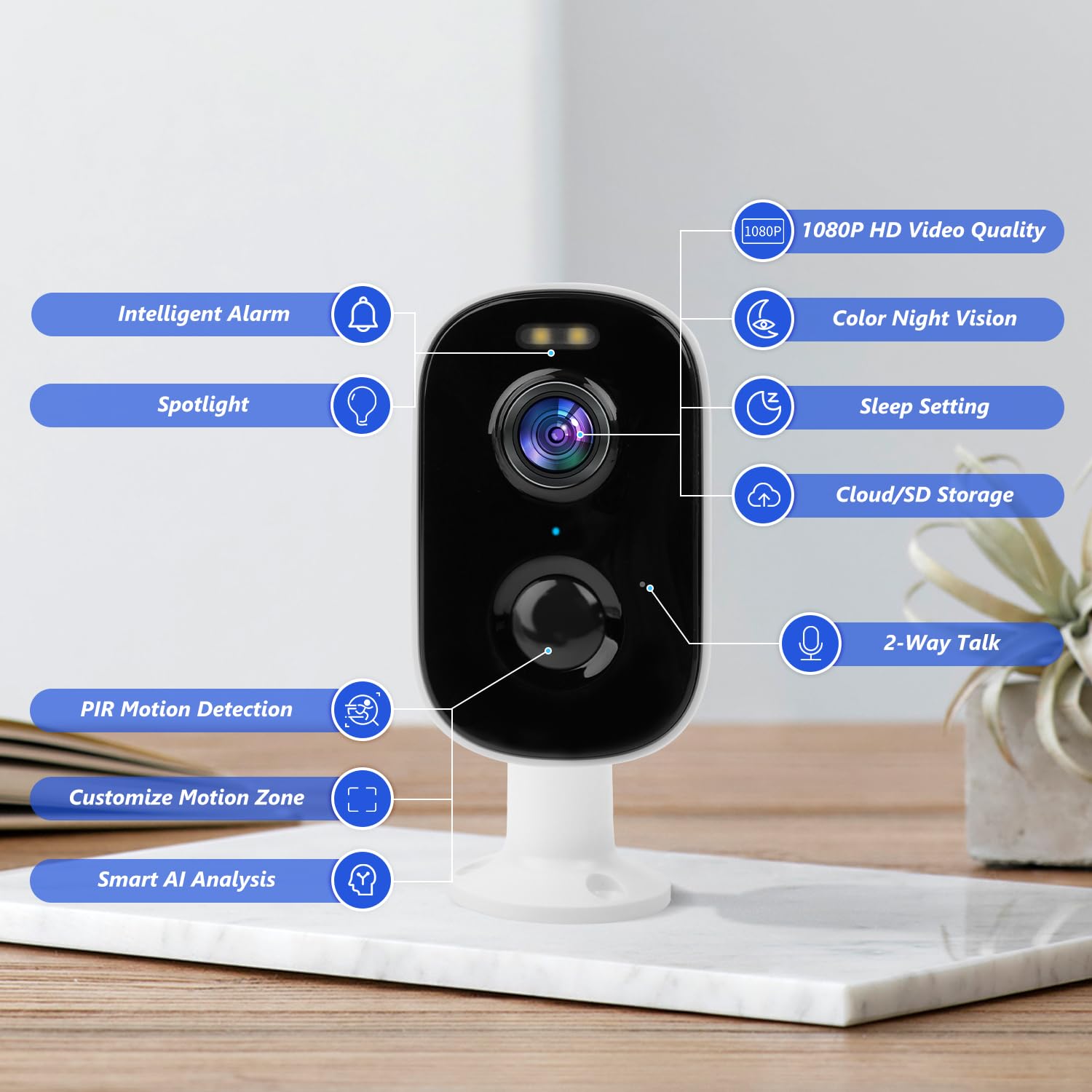 Geekee 1080P Security Wifi Cameras For Home Security, Wireless Outdoor With Motion Detection, Spotlight/Siren Alarm, Color Night