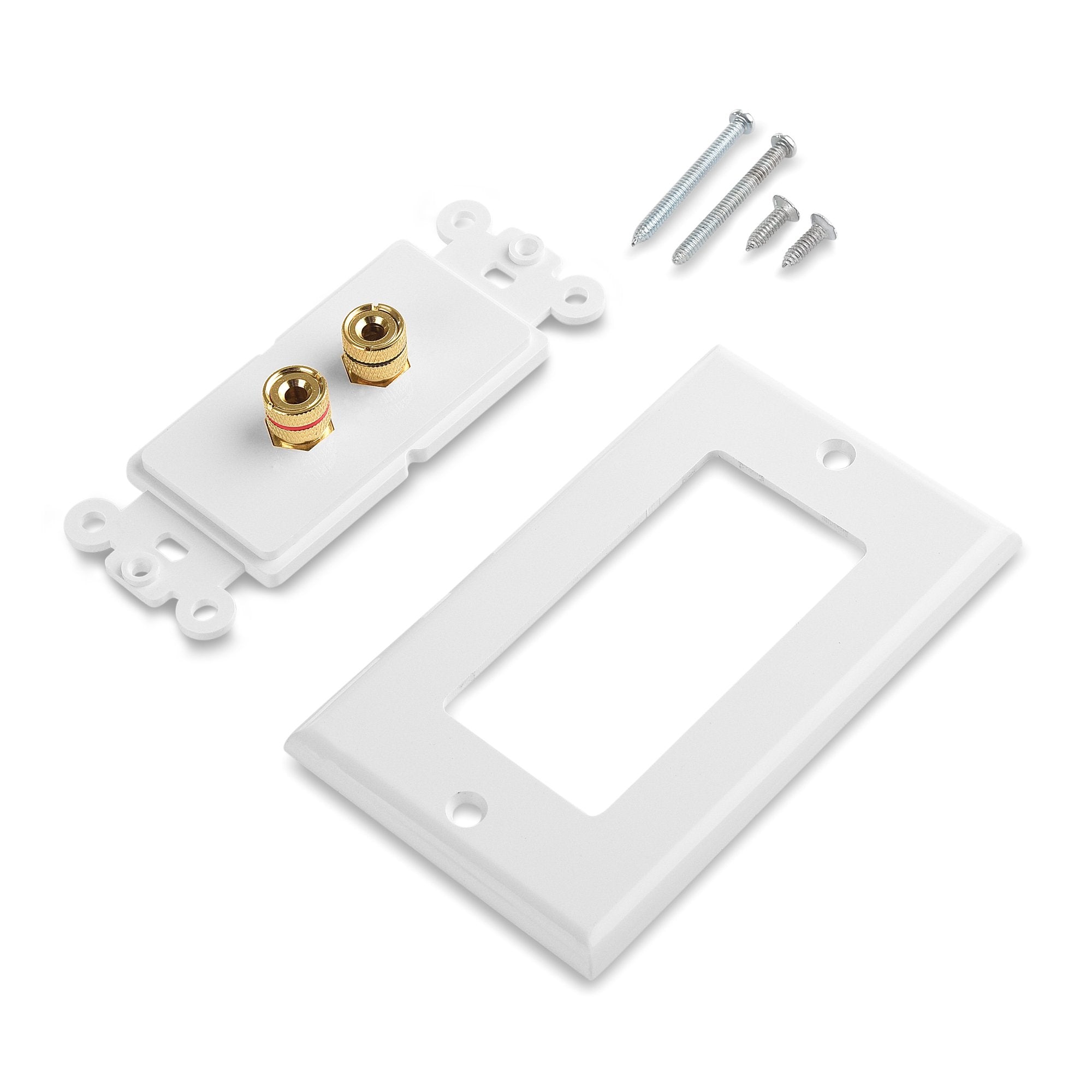 Cable Matters 2 Pack Speaker Wire Wall Plate (Speaker Wall Plate, Banana Plug Wall Plate) for 1 Speaker in White