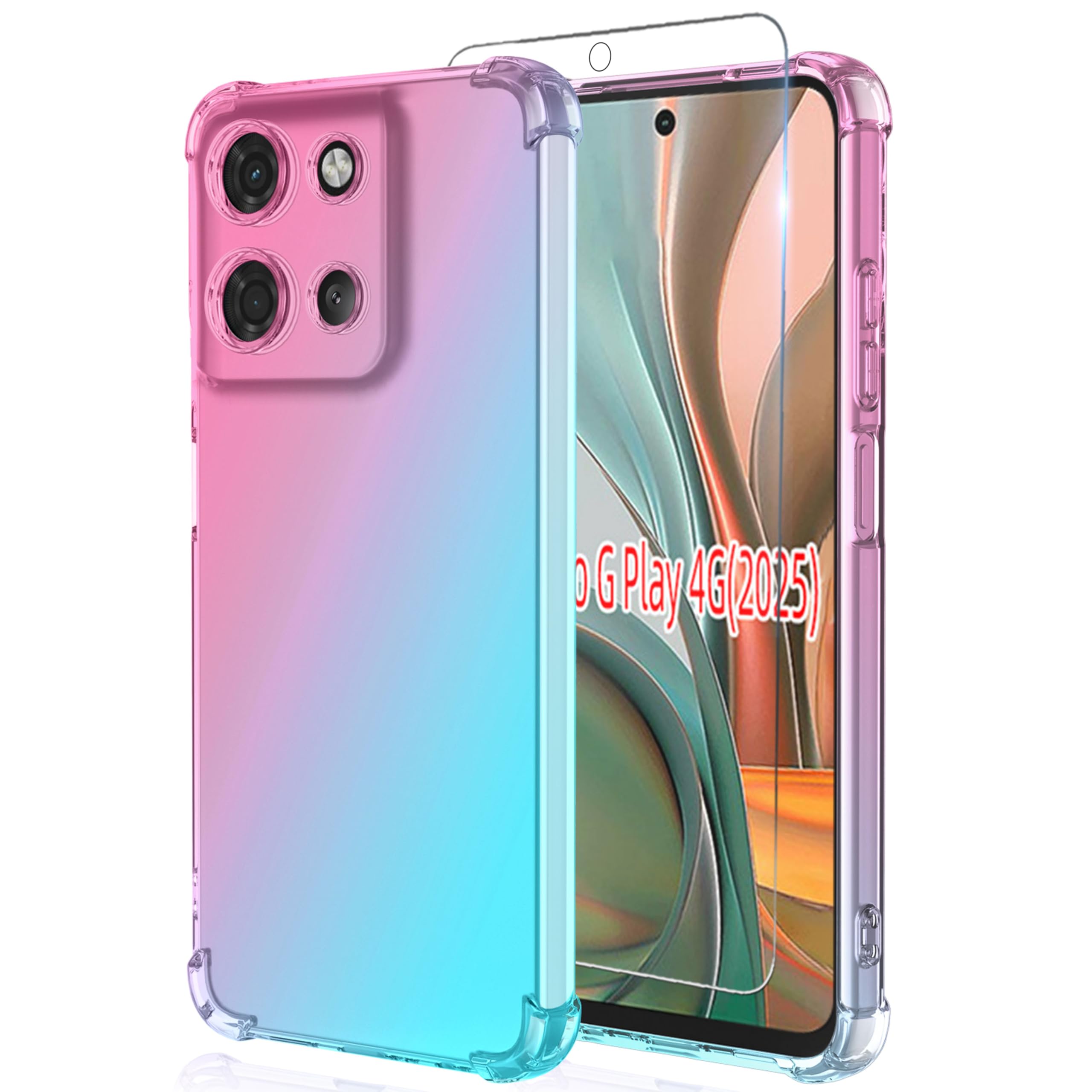 for Moto G 2025/2026 Case/Moto G Play 2026 Case: Women Girls with Screen Protector Reinforced Corners TPU Shock-Absorption Flexi