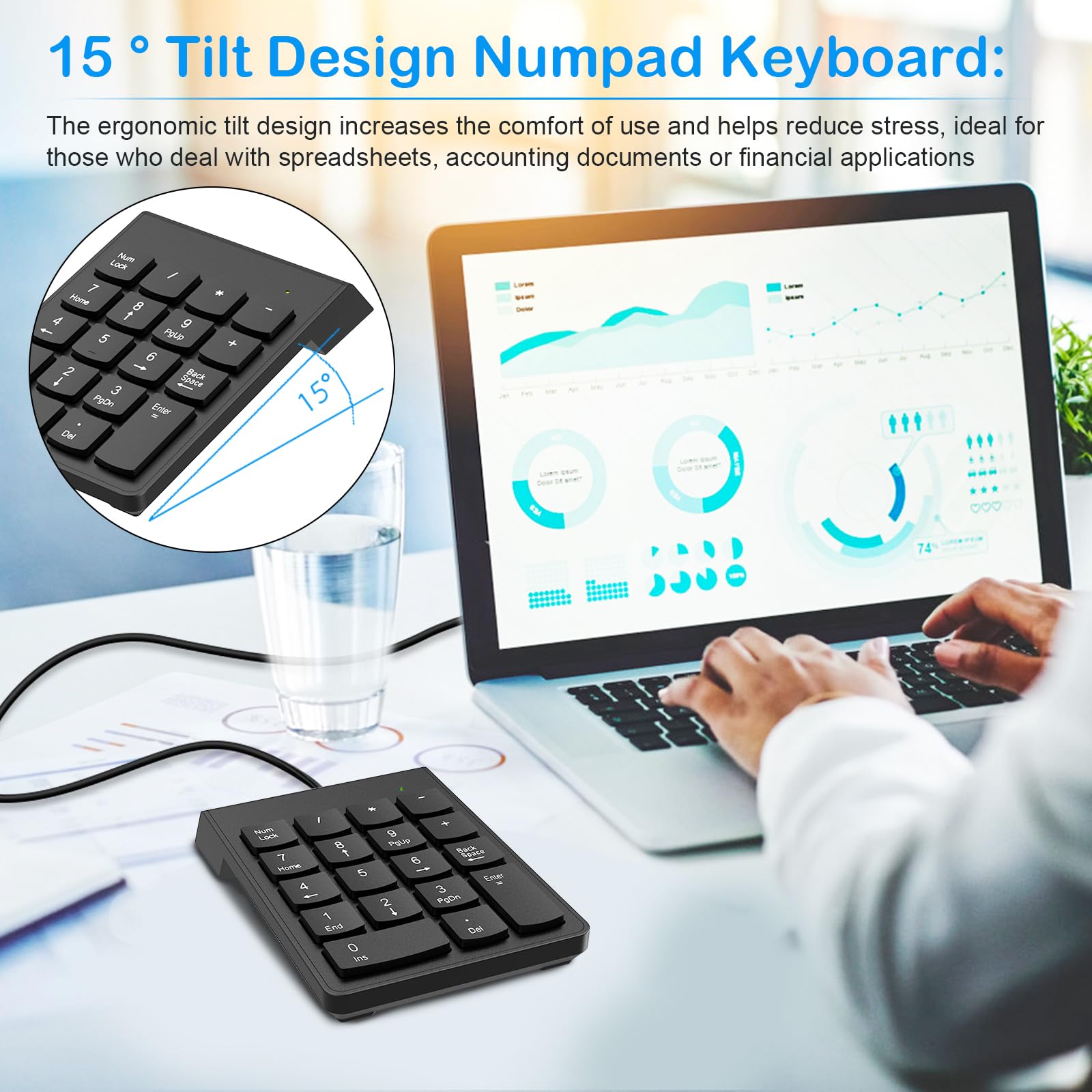 Usb Numeric Keypad Numpad Portable Slim Mini 10 Key Number Pad Keyboard For Laptop Desktop Computer Pc, Compatible With Chromebo