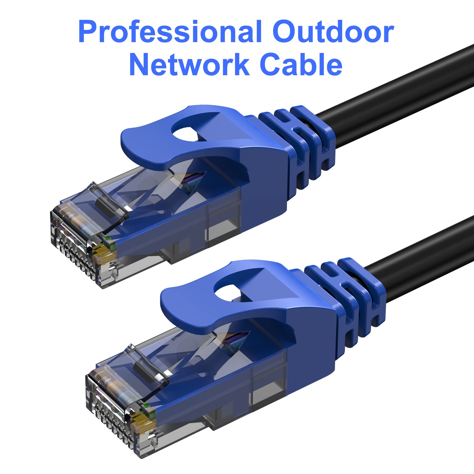 150Ft Cat6 Outdoor Ethernet Cable, In Ground, Heavy Duty Direct Burial, 24Awg Cca Patch Cord, Poe, Utp, Waterproof, Lldpe Uv Resistant, Network, Internet, Lan, Cat 6 Cable 150 Feet With 25 Cable Ties