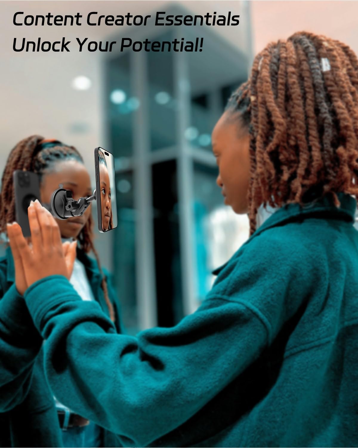 Quyee For Magsafe Universal Magnetic Phone Holder, Multi-Directional Dual 360 Degree Rotating Suction Cup Phone Wall Mount, Tikt