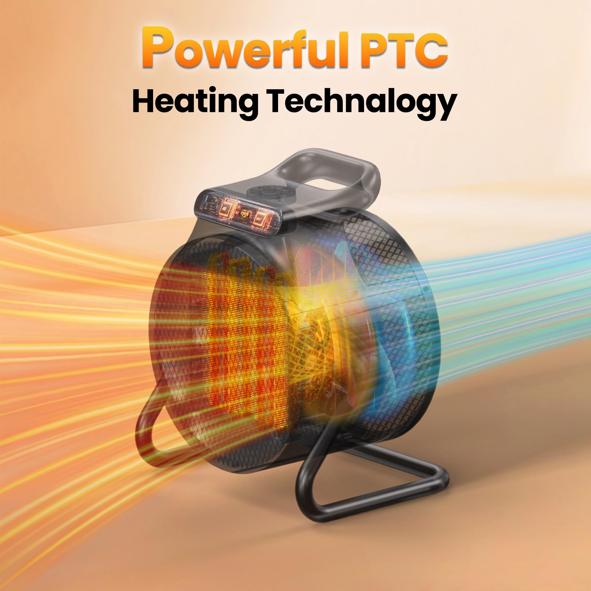 Outdoor Heaters For Patio, 1500W Greenhouse Heater With Remote Thermostat Overheat Protection For Garage, 3S Fast Heating Ptc Ce