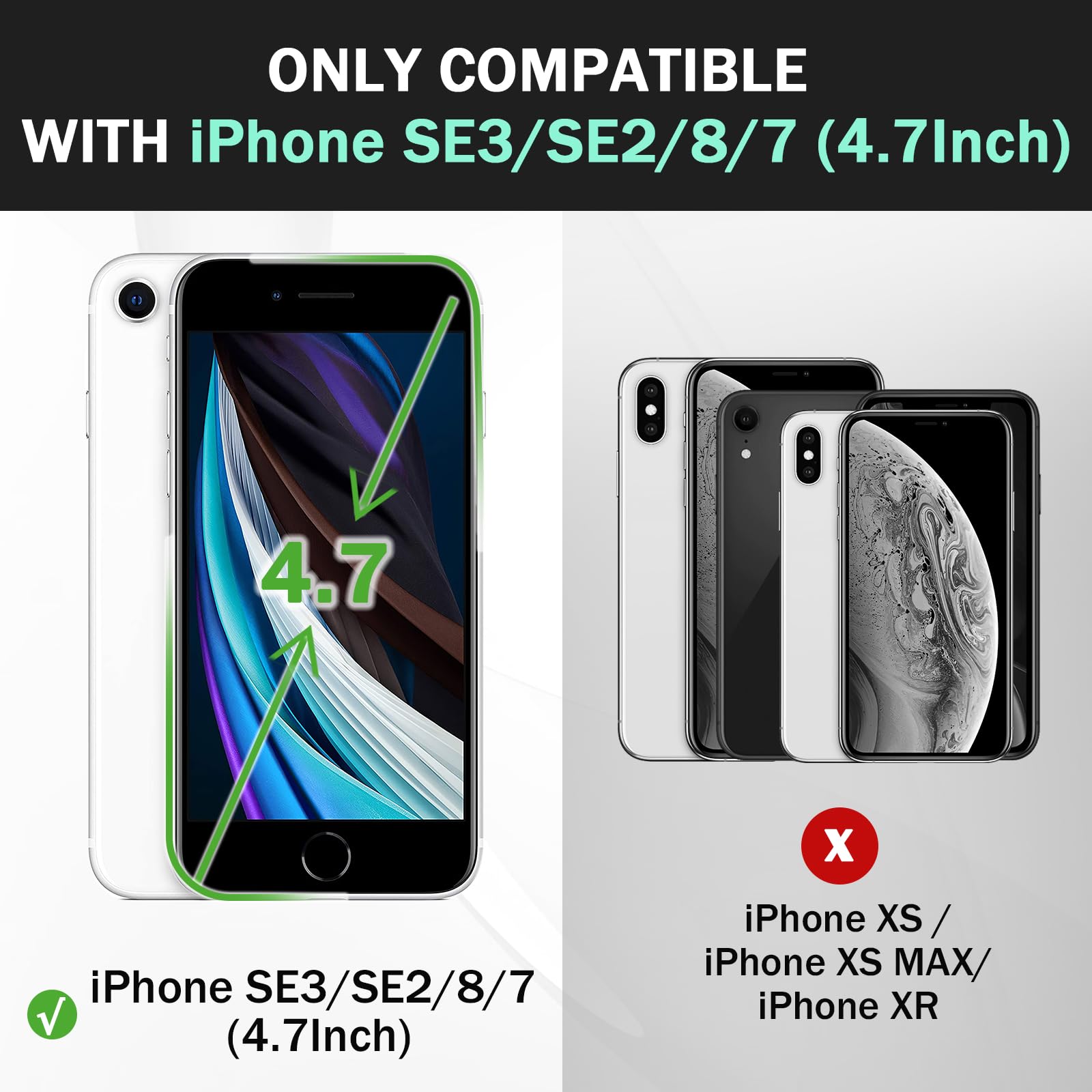 Joysidea Iphone Se 2022 | Se 2020 | 8 | 7 Wallet Case, Pu Leather Magnetic Flip Folio Phone Case With Card Holder, Stand & Shock