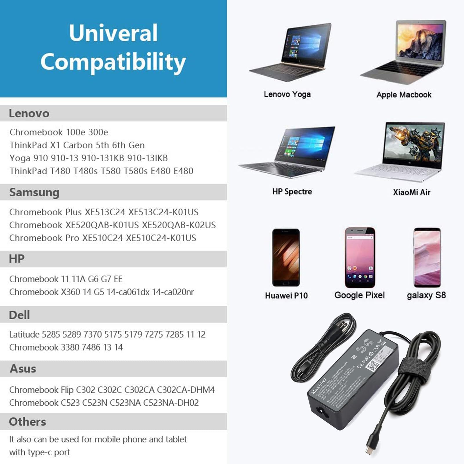 65W 45W Usb-C Charger Adapter For Thinkbook 13S 13X 14 14S 15 16 Plus G2 G3 G4 G4+ Yoga-7I-9I 14 15 2 In 1 Ideapad Flex 5 3 Cb 2