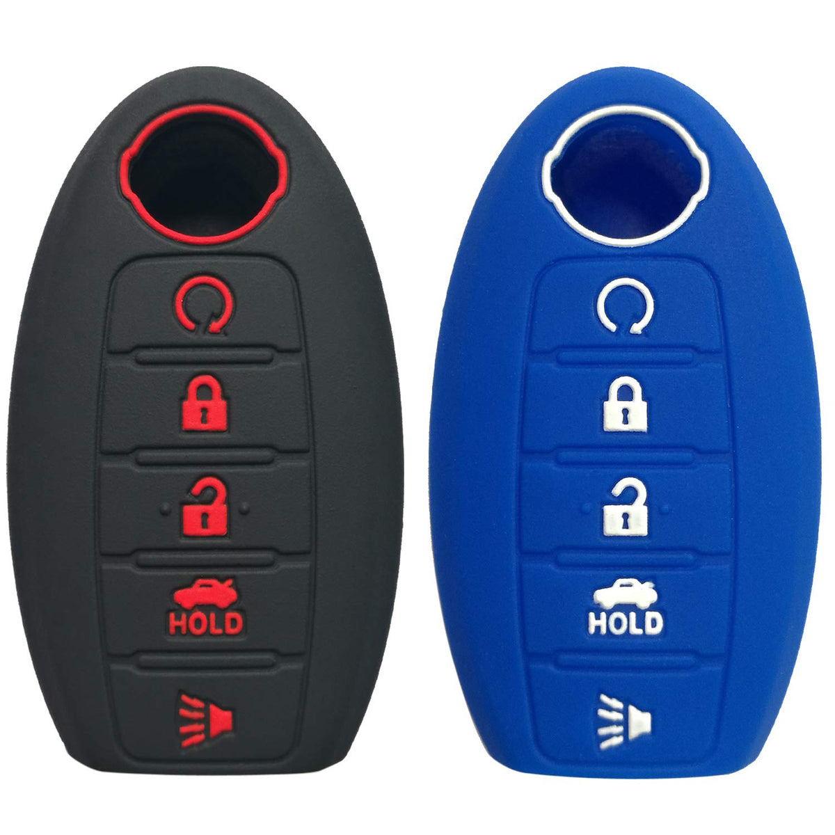 Coolbestda 2Pcs Silicone Key Fob Cover Holder Remote Case Protector For 2017 2018 2019 2020 2021 Nissan Rogue Murano Altima Seda