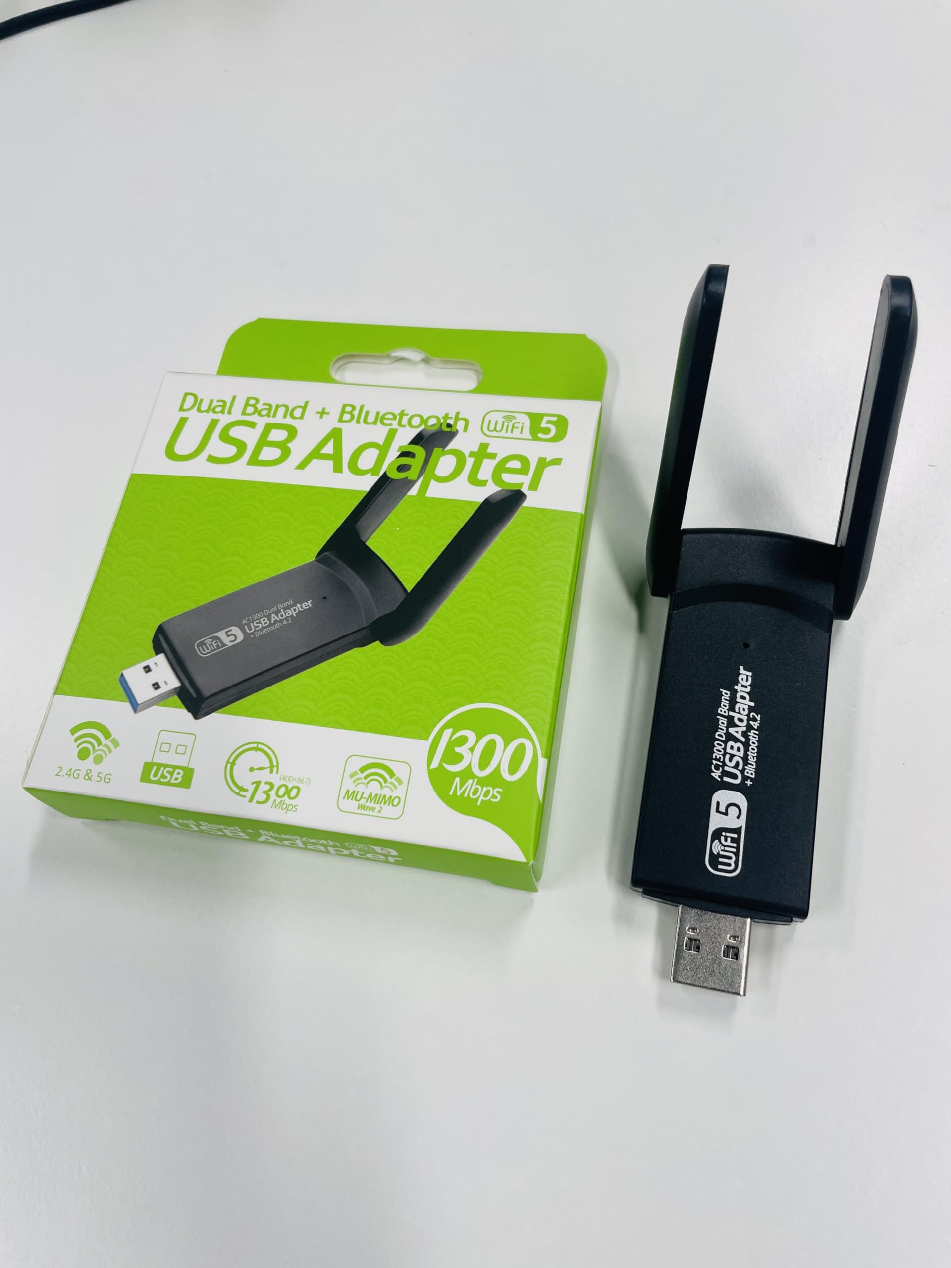 Usb Wifi Bluetooth Adapter, 1300Mbps Dual Band 2.4/5Ghz Wireless Network External Receiver, Mini Wifi Dongle For Pc/Laptop/Deskt