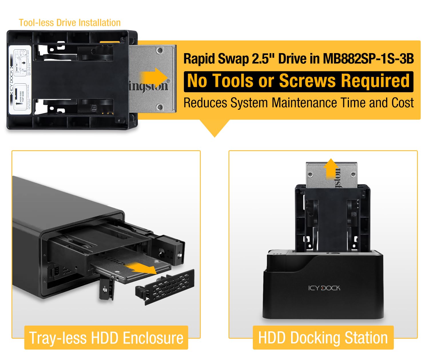 Icy Dock Tool Less 2.5'' Sata Ssd Hdd To 3.5'' Sata Hdd Drive Bay Converter Mounting Bracket Kit Adapter   Ezconvert Mb882Sp 1S