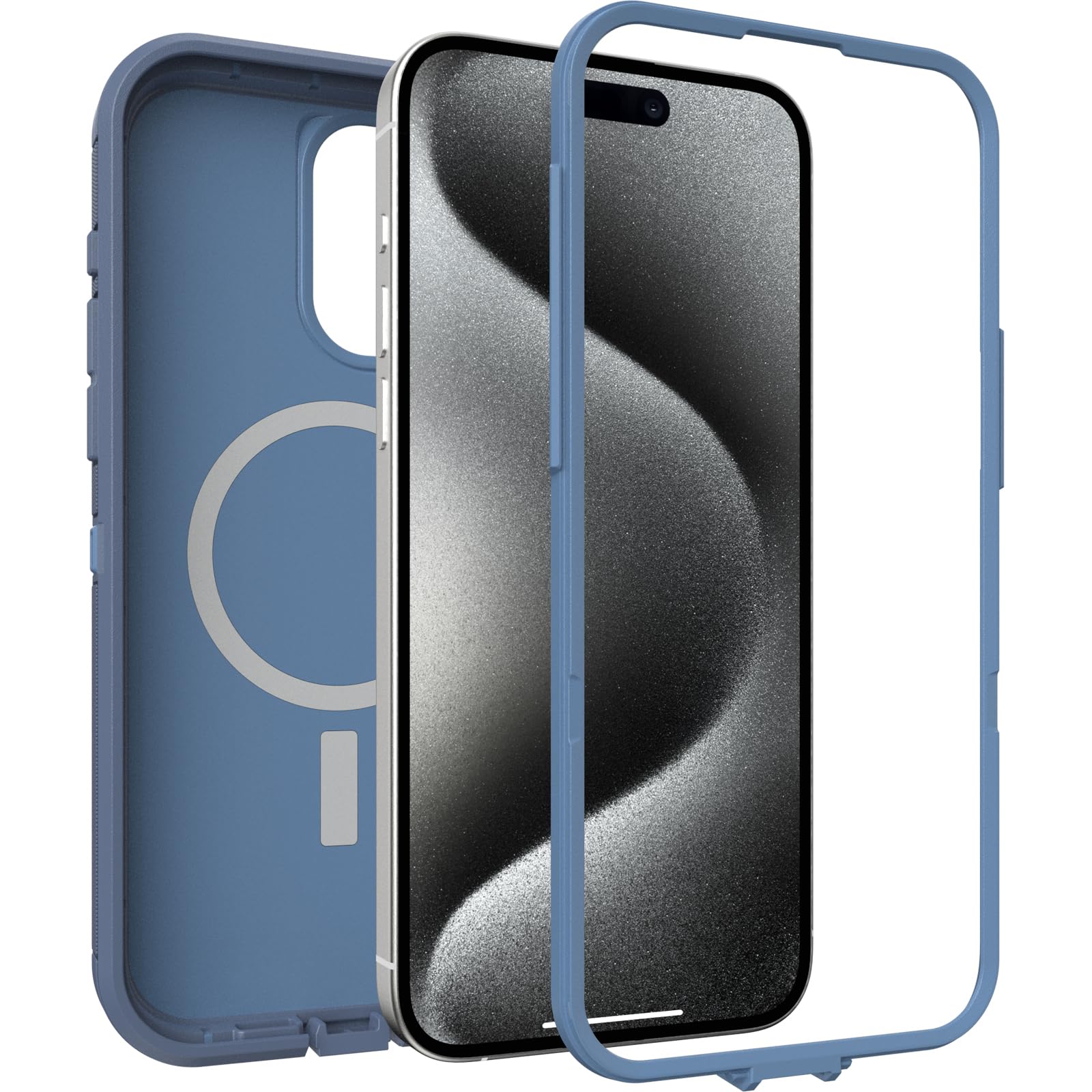 Otterbox Iphone 15 Pro Max (Only) Defender Series Xt Case   Baby Blue Jeans (Blue), Screenless, Rugged, Snaps To Magsafe, Lanyar