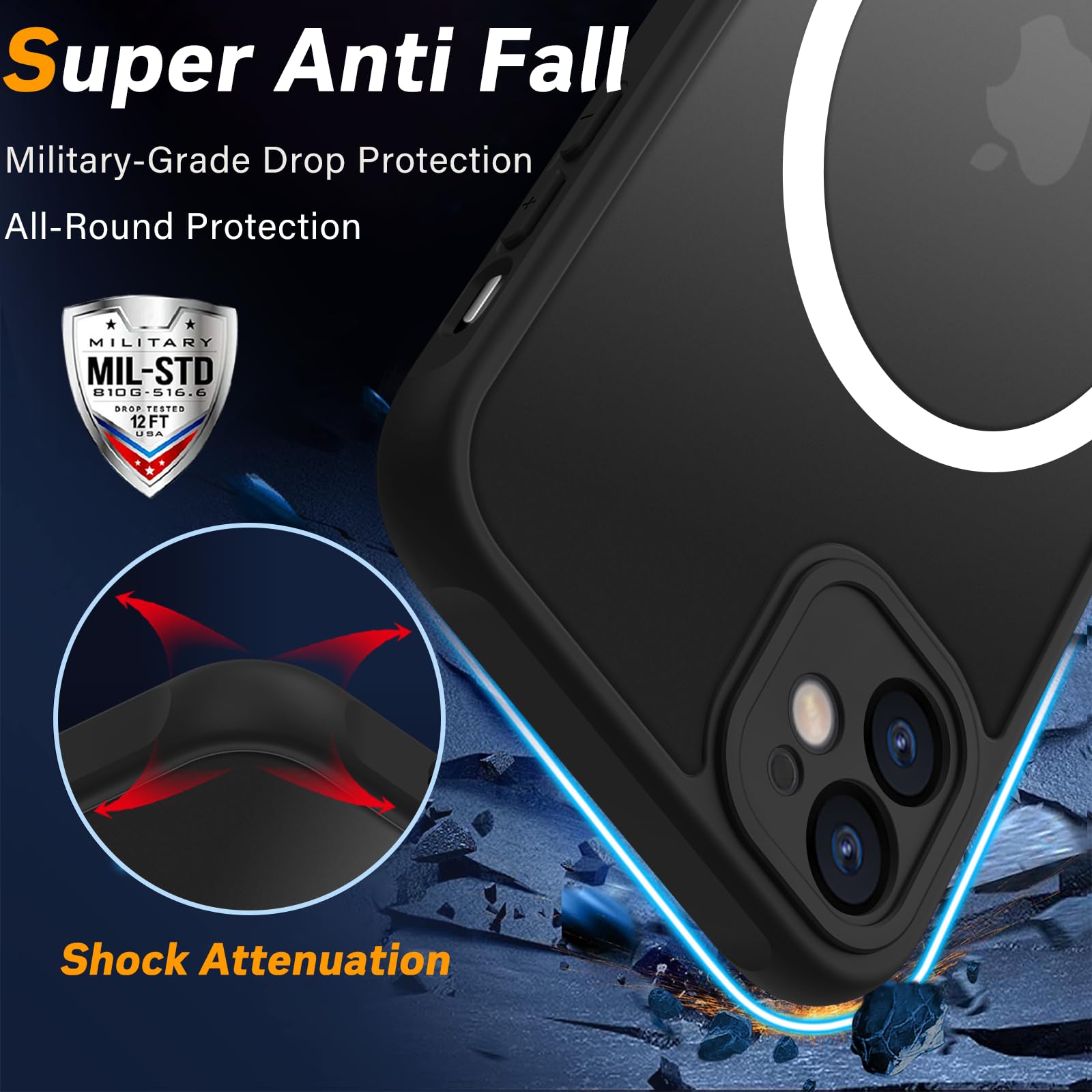 Pinlisheng Magnetic For Iphone 11 Case,Compatible With Magsafe,Military Grade Drop Tested, Shockproof Matte Finish Translucent H