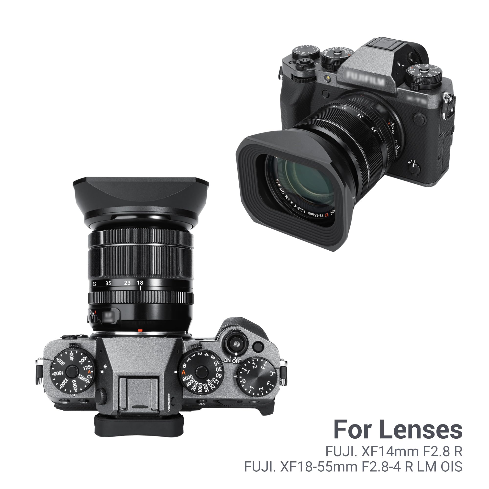 Metal Square Lens Hood With A Hood Cap For Fujifilm Fujinon Xf 14Mm F2.8 R & Fujinon Xf 18 55Mm F2.8 4 R Lm Ois On Fuji X T5 Xt5