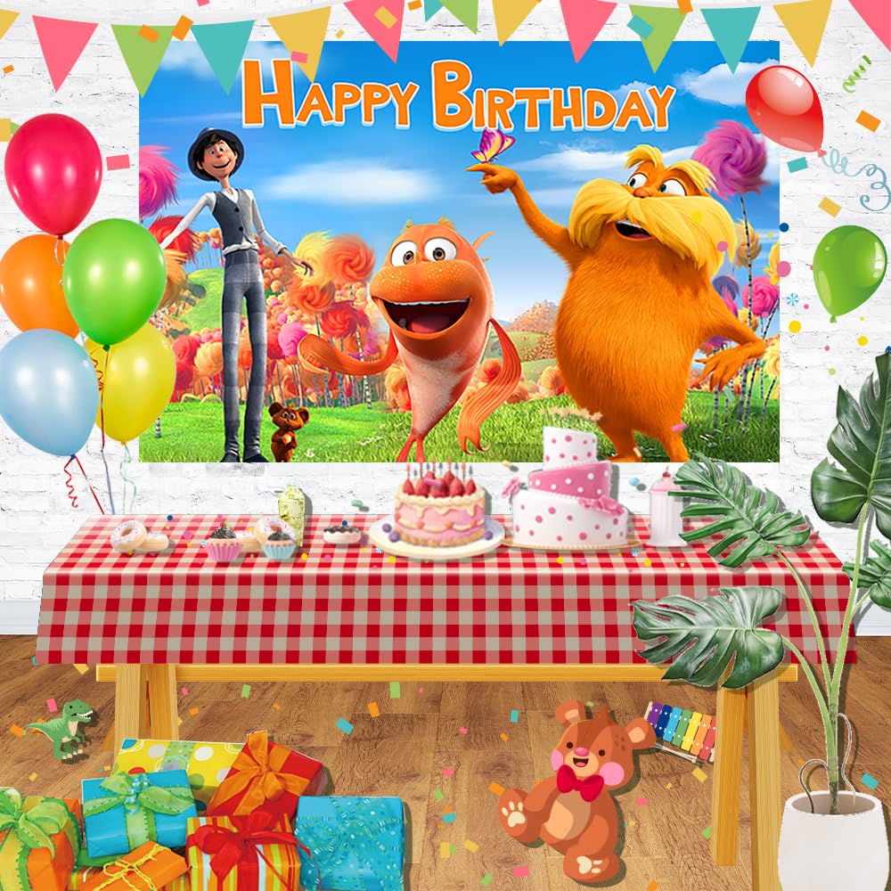 The Lorax Backdrop For Party Supplies Dr Seuss Birthday Theme Photo Background The Lorax Banner For Birthday Party Caketable Dec