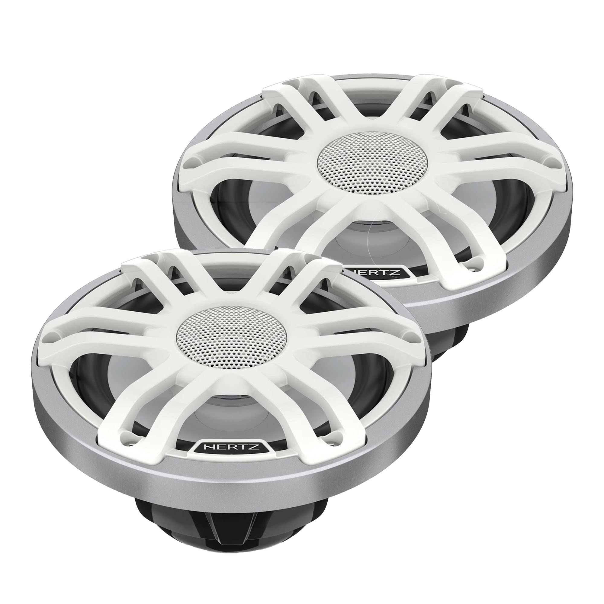 HERTZ HMX 6.5 S-LD-SW - 6.5 4-Ohm Coaxial Marine Speakers with RGB LEDs, White Sport Grilles, Pair