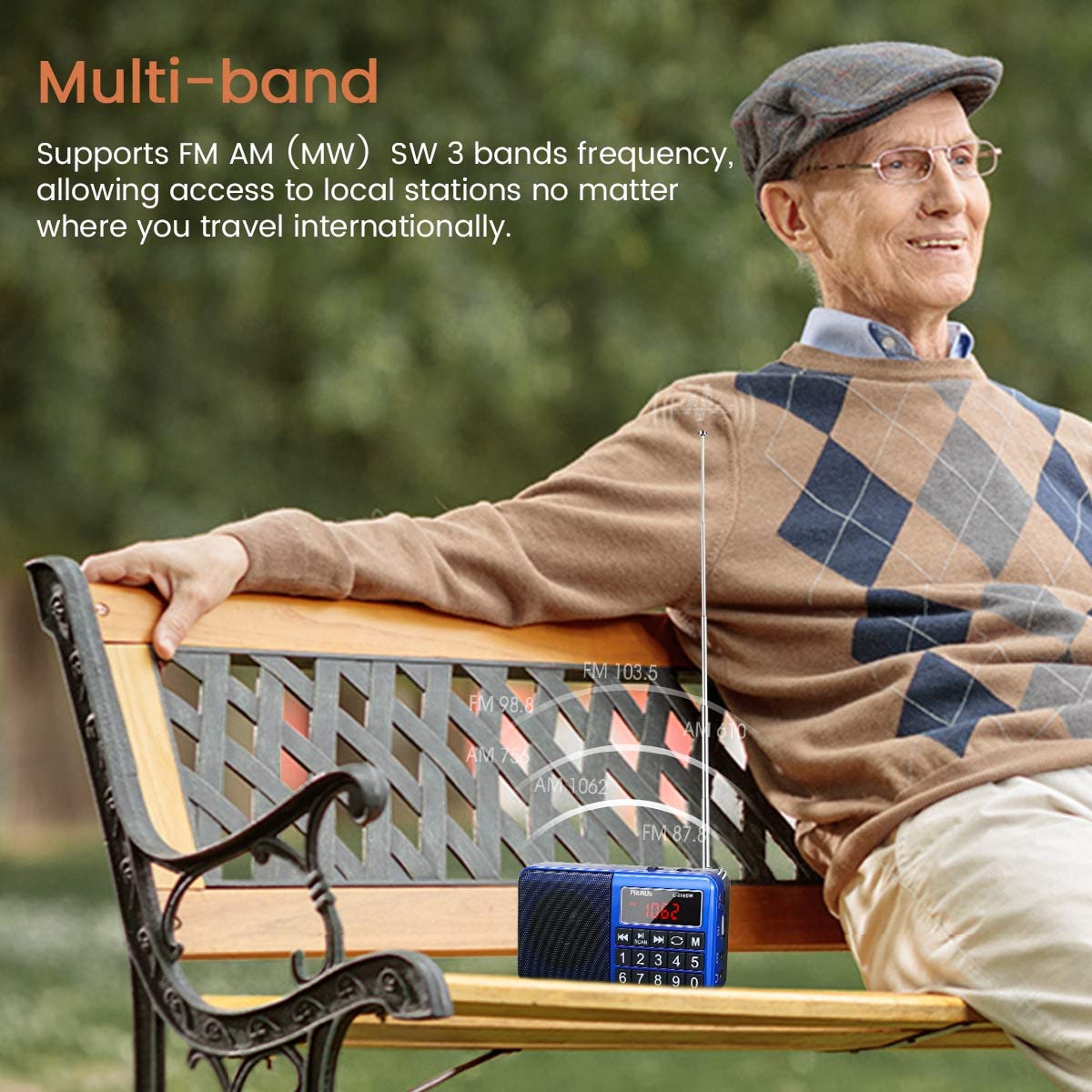 Prunus 429 Small Radio, Pocket Radio, Am Fm Radio Usb Charging, Large Button, Neodymium Speaker, Auto Save, Usb Flash Drive, Sd