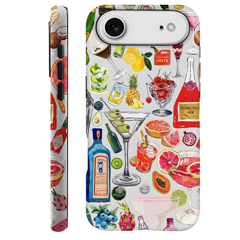 Compatible with iPhone 17 Air,Durable & Shockproof Phone Case Cover Design - Collage Fruit Bottles Watercolor