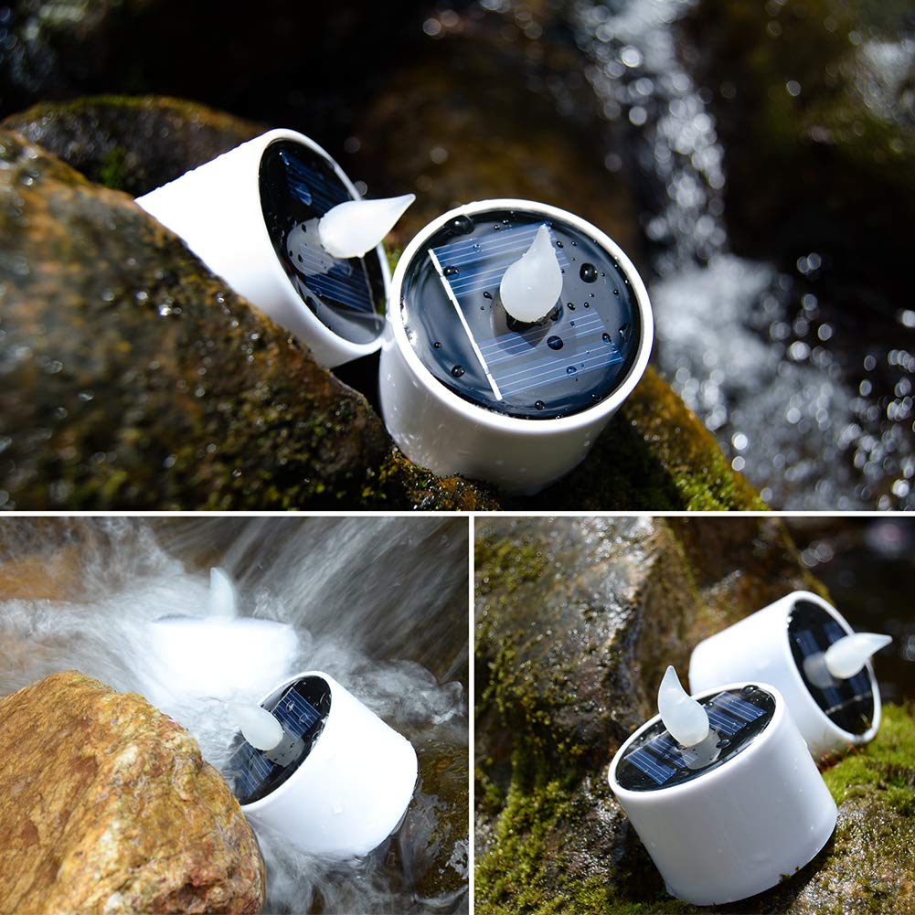 Soulbay 6Pcs Solar Power Tea Lights Outdoor Candle Flameless Flicker Ip65 Waterproof Rechargeable Led Candles With Dusk To Dawn