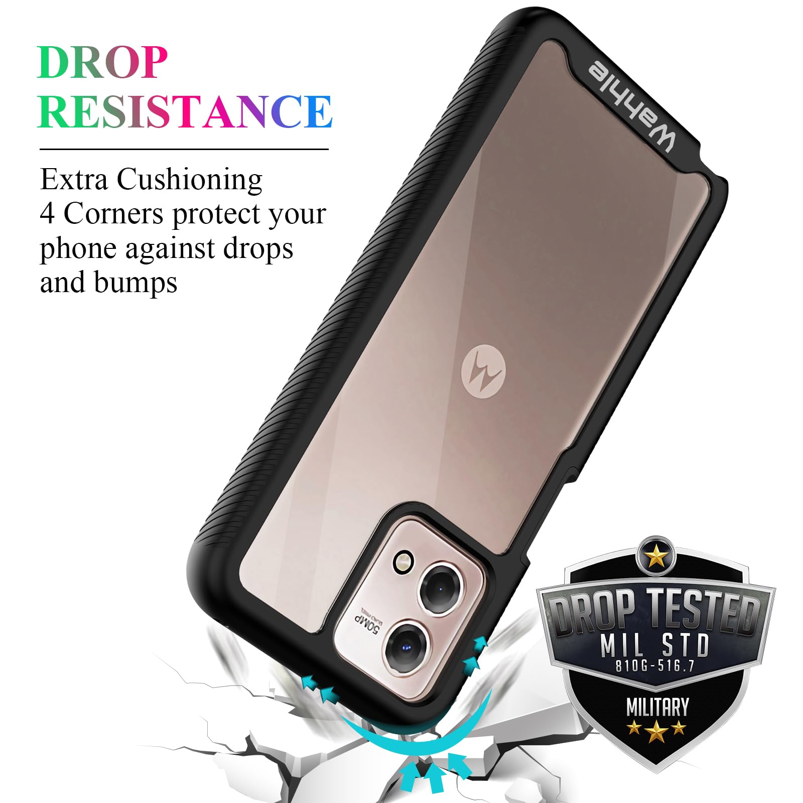 Wahhle Compatible With Moto G Stylus 5G 2023 Case, Built In Screen Protector Full Body Shockproof Slim Fit Bumper Protective Pho