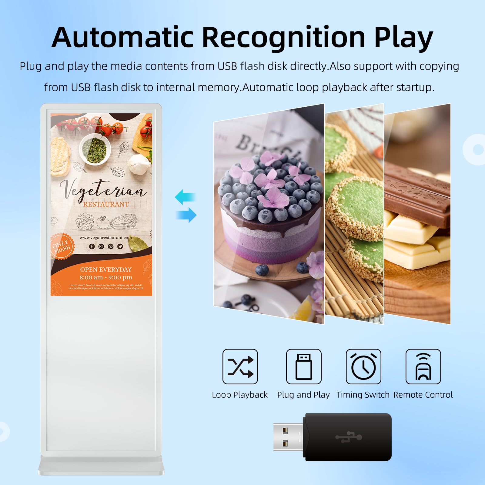 Qixzocv 43 Inch Digital Signage Advertising Display Kiosk Lcd Screen Indoor Floor Standing Commercial Totem Android System Verti