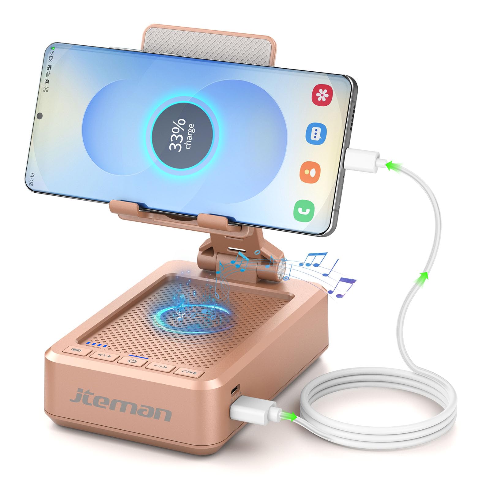 Jteman Cell Phone Stand With Bluetooth Speaker And Charging Function,Bluetooth Audio Power Bank Bracket,Birthday Gifts For Men W
