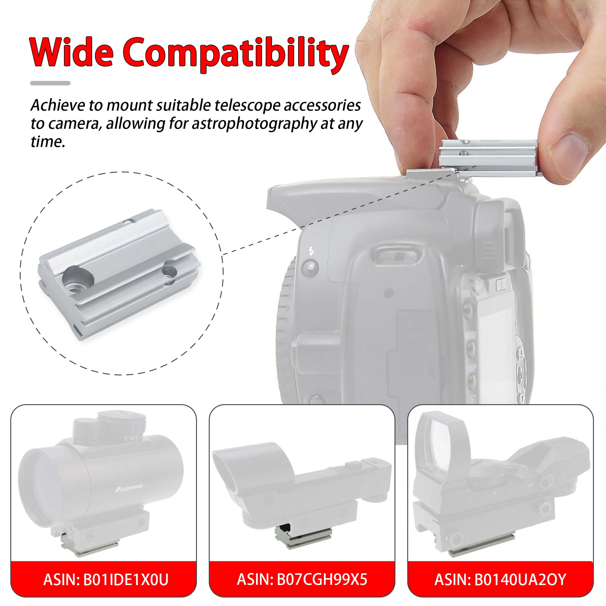 Astromania Silver Plate For The Flash Shoe Of Dslr Cameras   Mount The 1X40Rd Reflex Red Green Dot Sight To Dslr Cameras