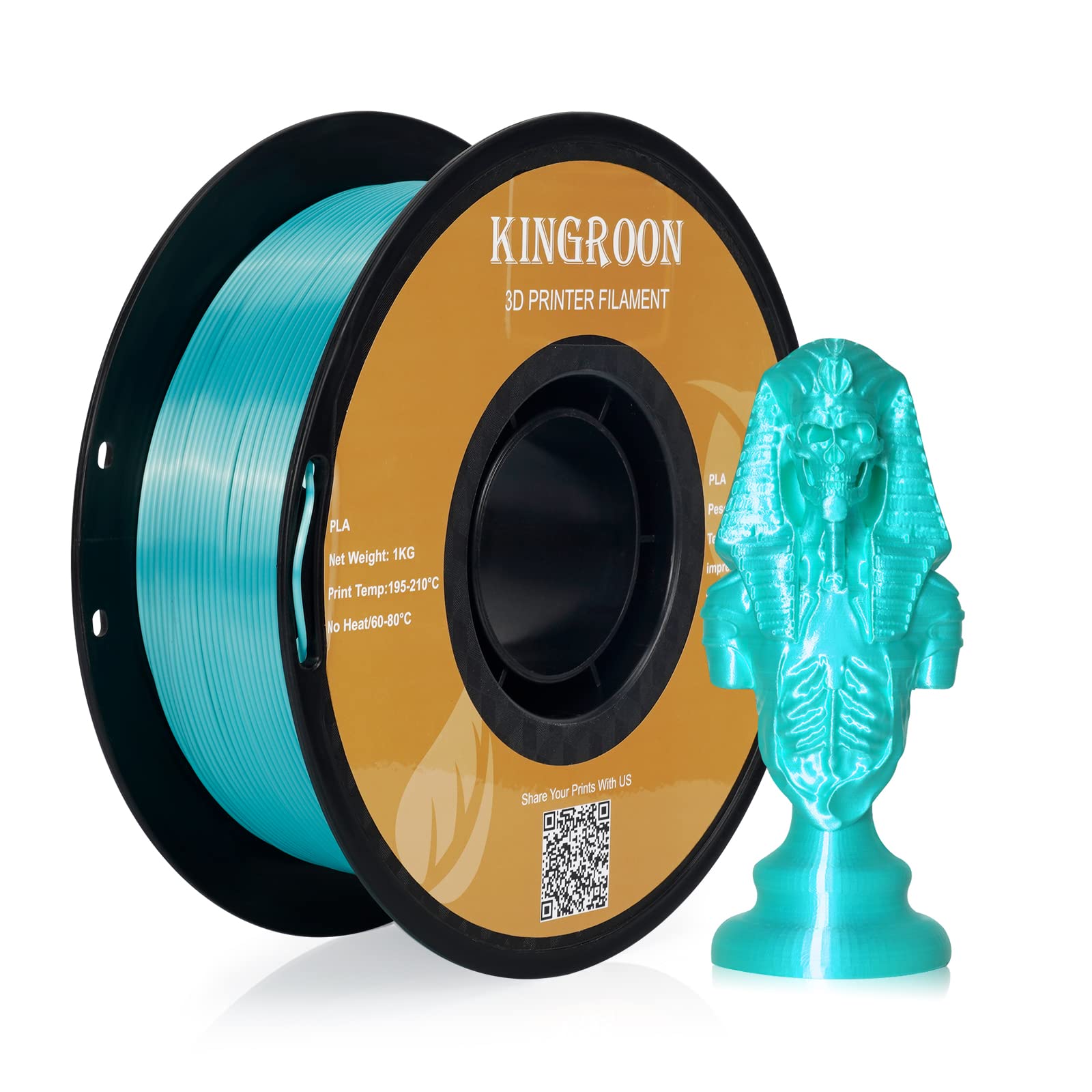 Silk Pla 3D Printer Filament, Dimensional Accuracy +/  0.03 Mm, 1 Kg Spool(2.2Lbs), Pla Shiny Filament 1.75 Mm (Green)