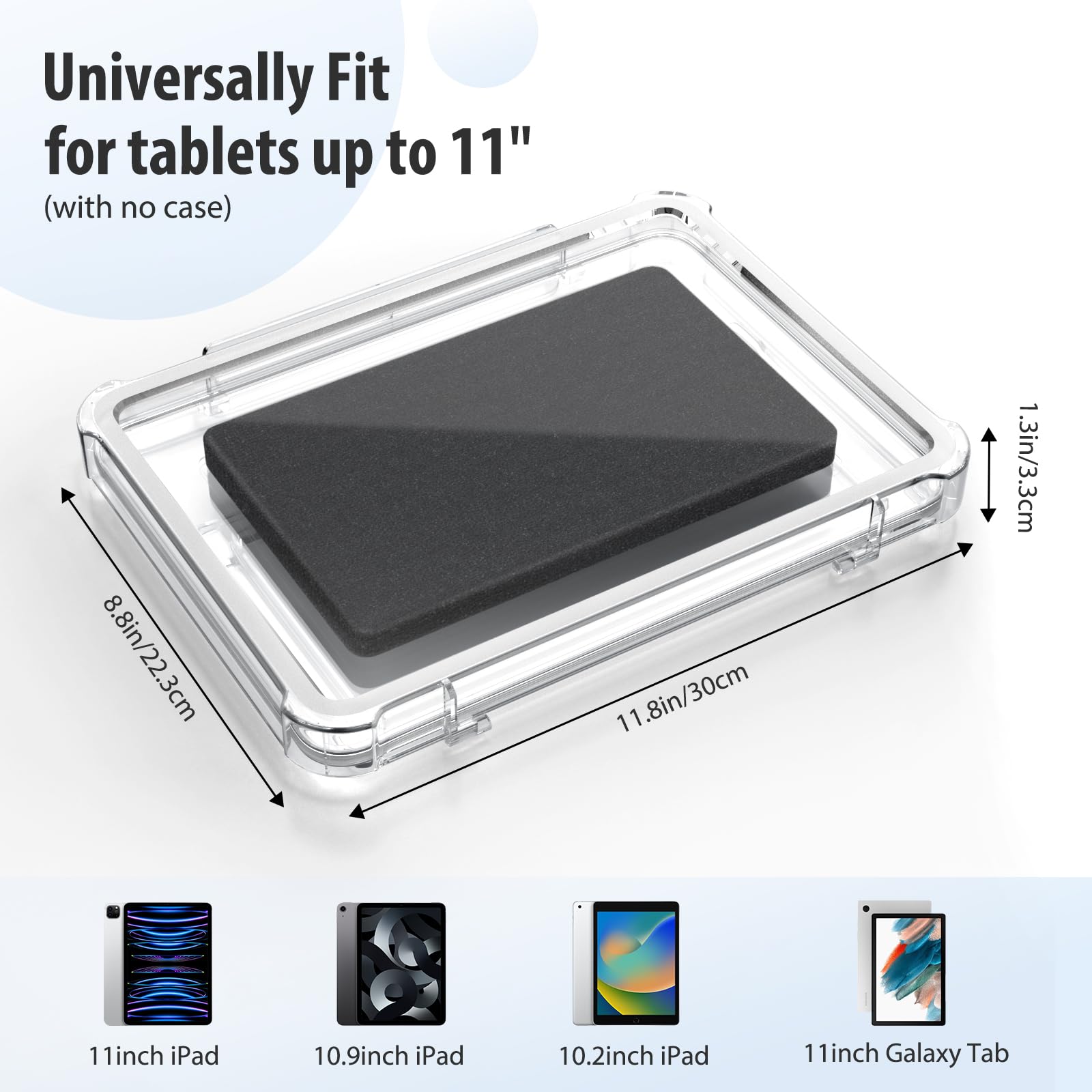 MoKo Shower Tablet Holder, Waterproof Shower iPad Holder Wall Mount Up to 11', 360�Rotation Bathroom Tablet Holder with Touchable Anti fog Screen, 2 Placement Modes, Fit for iPad 10/Pro 11 2022, Clear