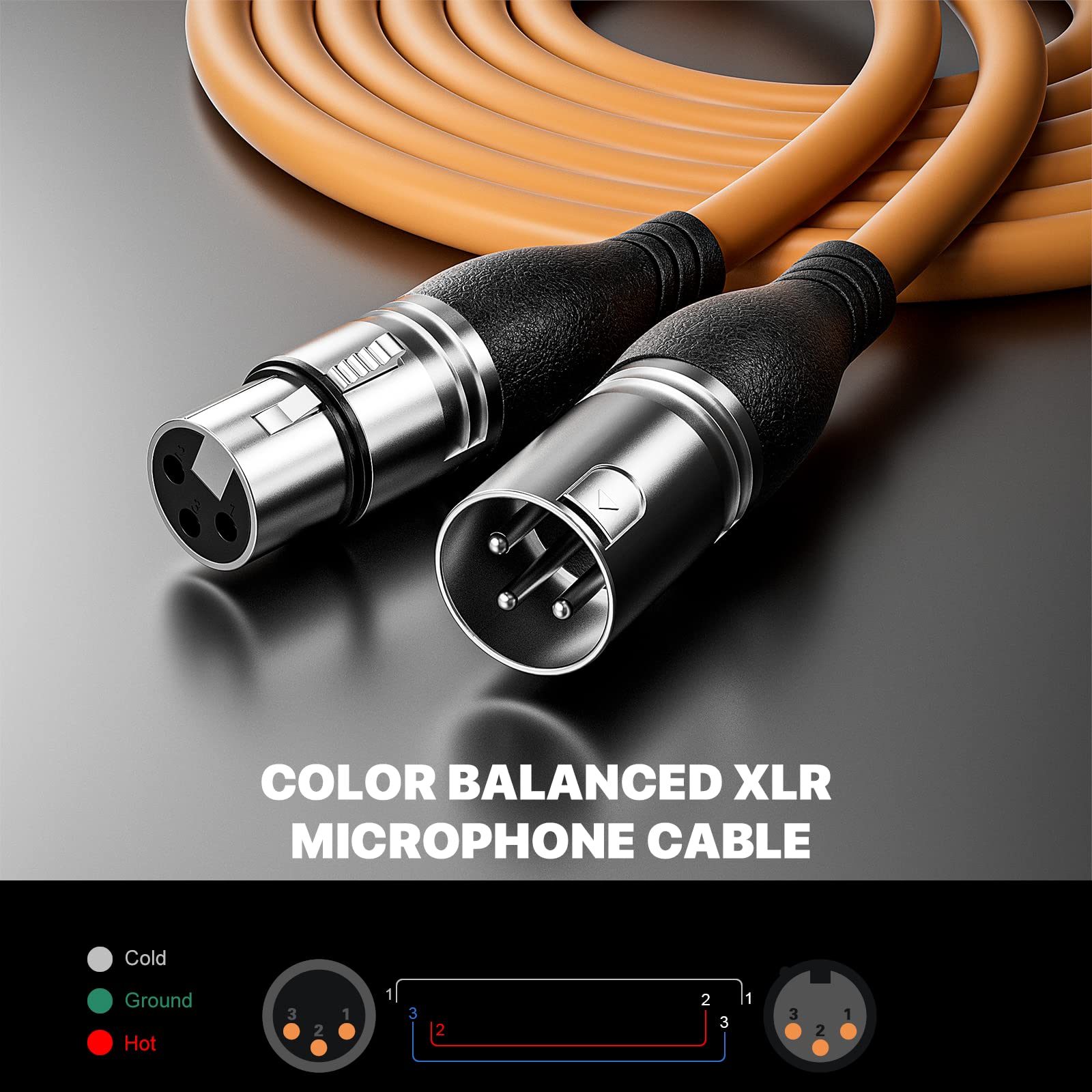 Ebxya Xlr Cable 25Ft 6 Packs   Premium Balanced Microphone Cable With 3 Pin Xlr Male To Female Mic Speaker Cable, (Red, Orange,