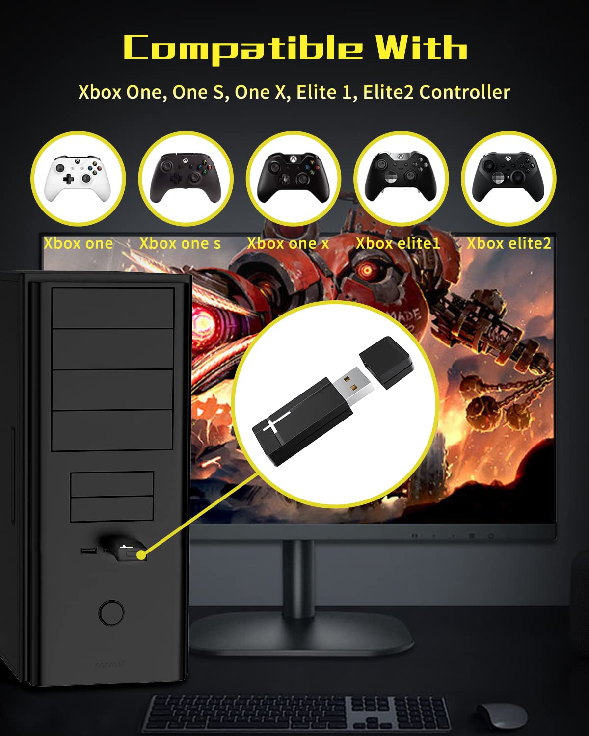 Olclss Wireless Usb Adapter, Compatible With Xbox Controllers, Low Latency, Faster Data Transmission, 100% Satisfied