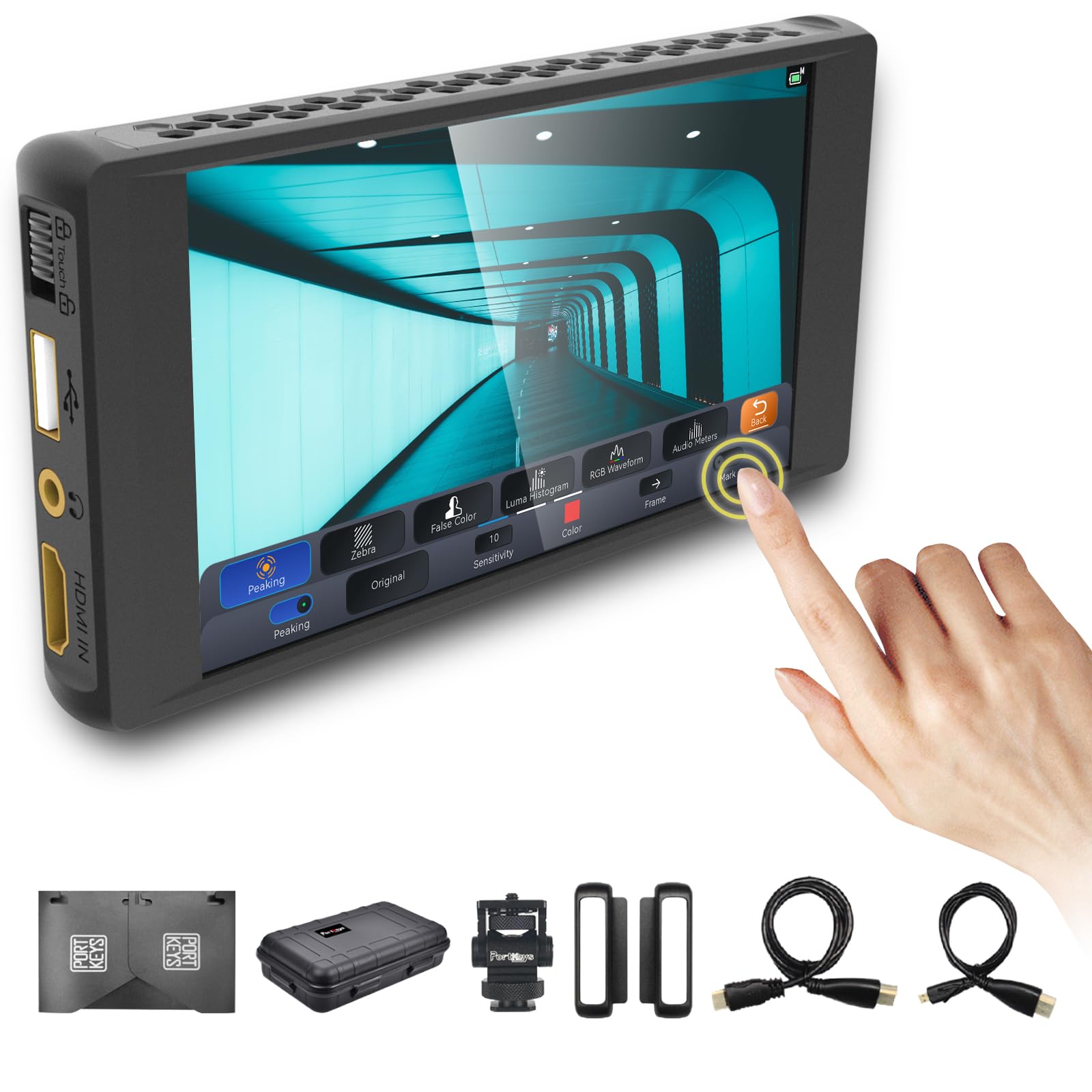 Portkeys Pt6 Camera Field Monitor 5.2'' 600Nit Touchscreen Camera Monitor Vertical Shooting Stretch 3D Lut Output Wide Color Gam