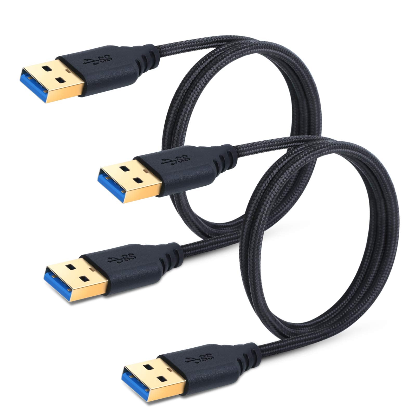 Besgoods Usb To Usb Cable Cord, 2 Pack 3Ft/1M Braided Usb 3.0 Type A Male To Male Cable   Short Male To Male Usb Cable For Data Transfer, Hard Drive Enclosures, Dvd Player, Laptop Cooler And More