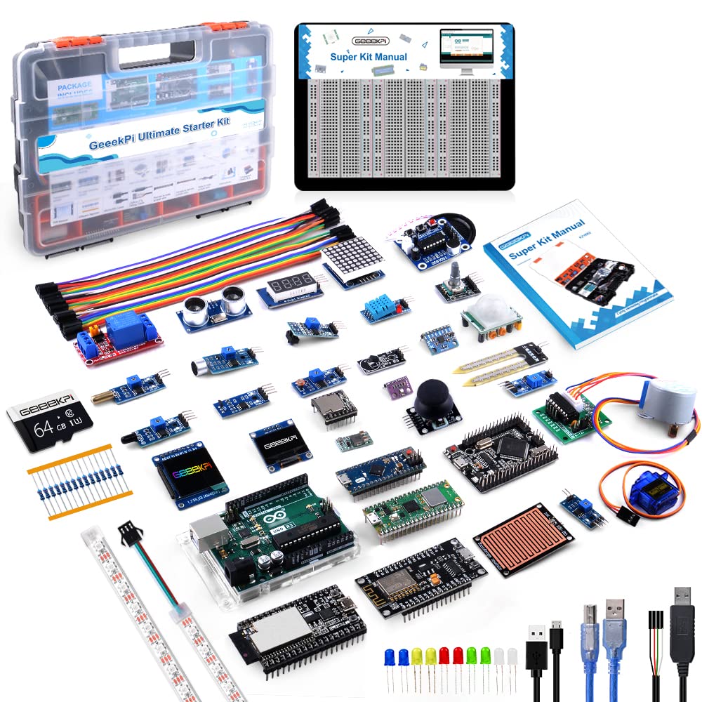 Geeekpi Ultimate Starter Kit Comes With Raspberry Pi Pico W, Uno R3, Mega2560, Esp32-Wrover, Esp8266 Sensor Board Module For Ras
