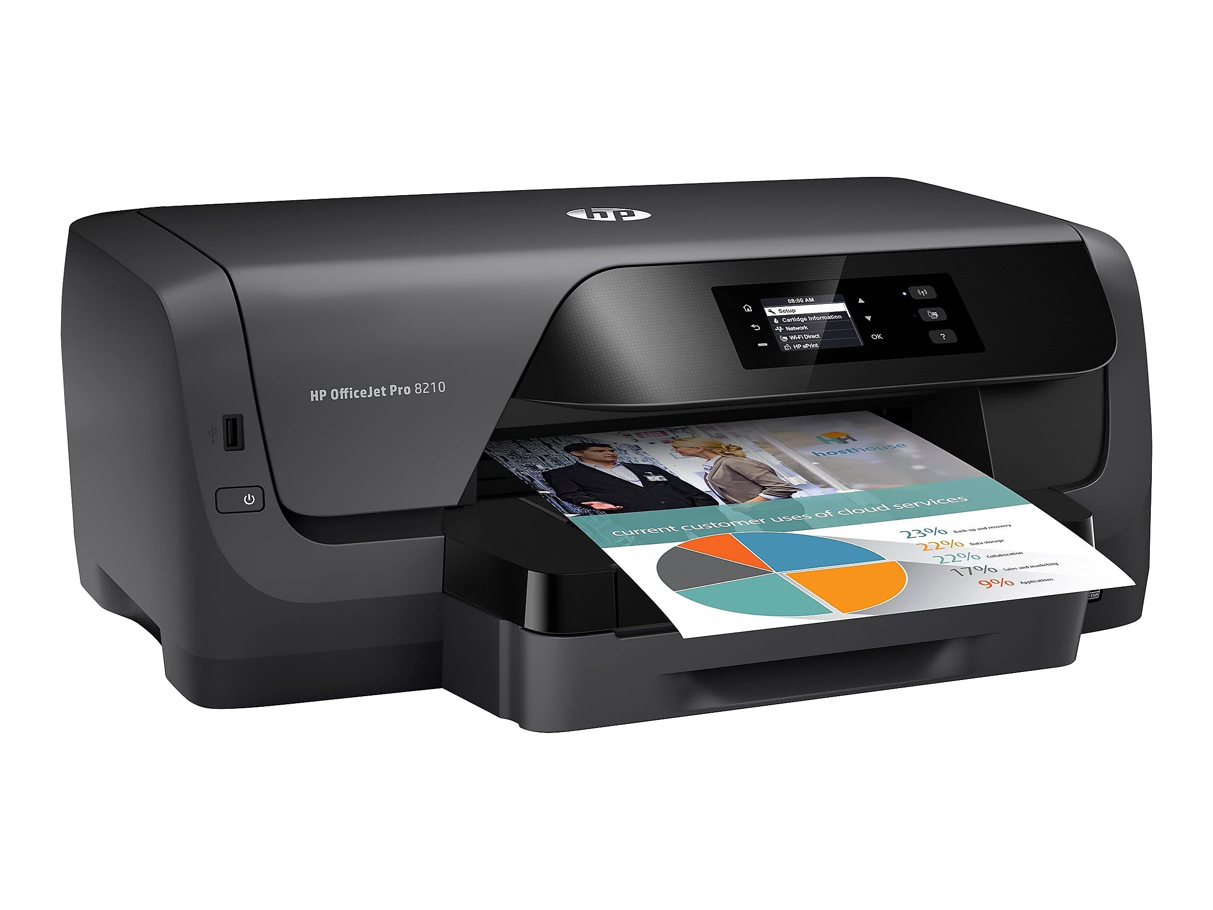 Hp Officejet Pro 8210 Wireless Color Printer, Instant Ink Ready, Works With Alexa (D9L64A),Black