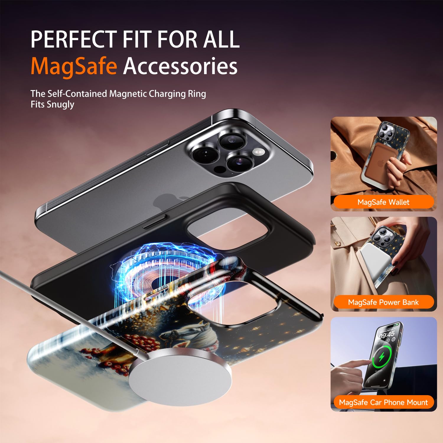 Dorismax Christmas Phone Case For Iphone 14 Pro Max - Wireless Charging Compatible - Dual-Layer Shell + Silicone Cover - Protect