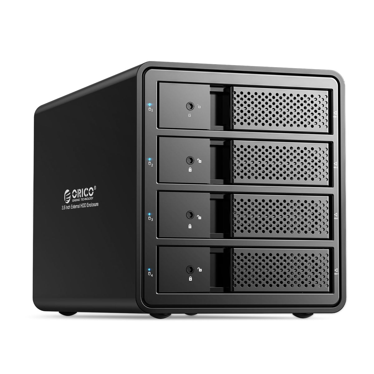 ORICO 4 Bay Raid Hard Drive Enclosure Aluminum with Hard Drive Tray Less Design HDD Enclosure Max Up to 80TB Support RAID 0/1/3/5/10/JBOD/Single Mode, Designed with Safety Lock  9548RU3